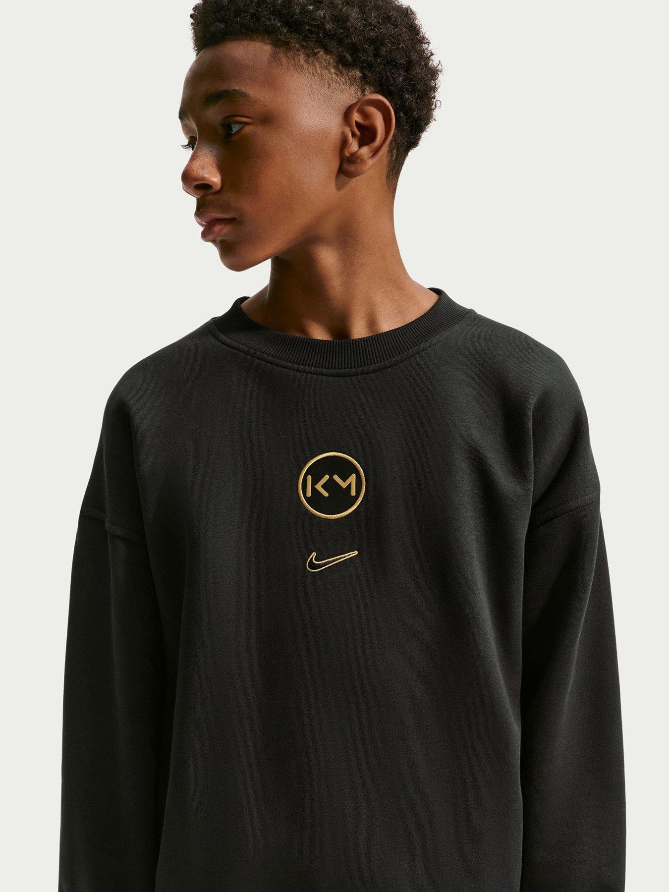 Image 5 of 7 of Nike Junior Mbappe Academy Club Fleece Over Sized Crew Sweatshirt - Black