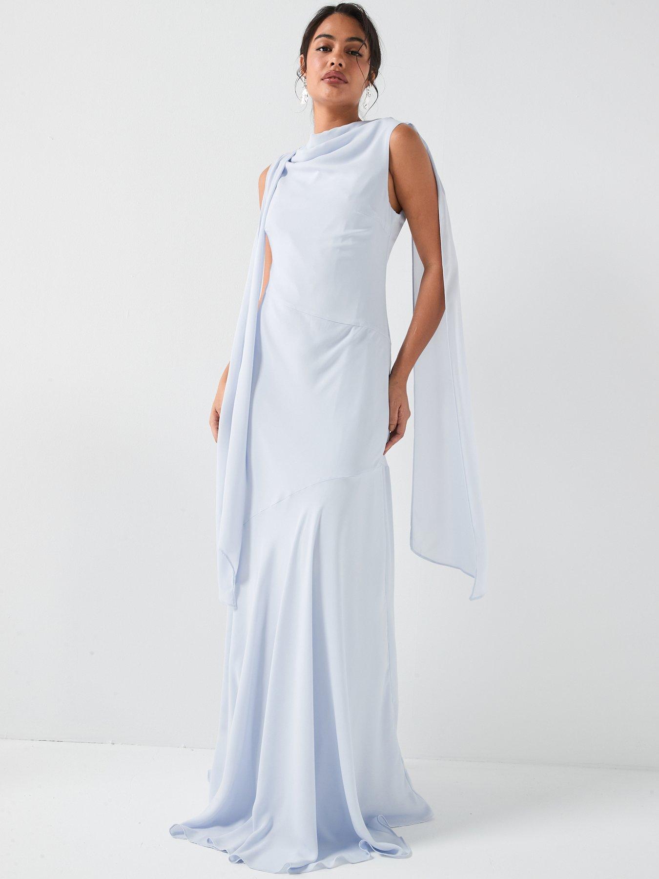 Six Stories High Cowl Neck Drape Crepe Bridesmaid Dress