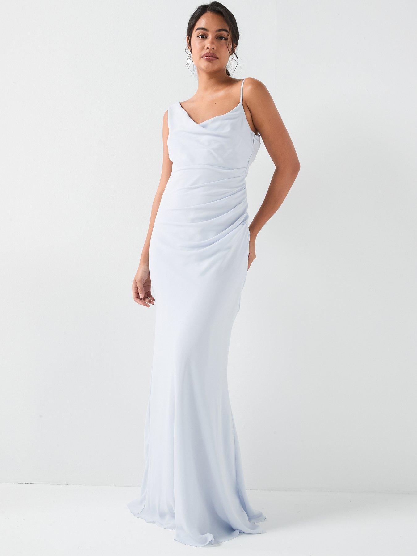 Six Stories Cowl Front Asymmetrical Crepe Bridesmaid Dress