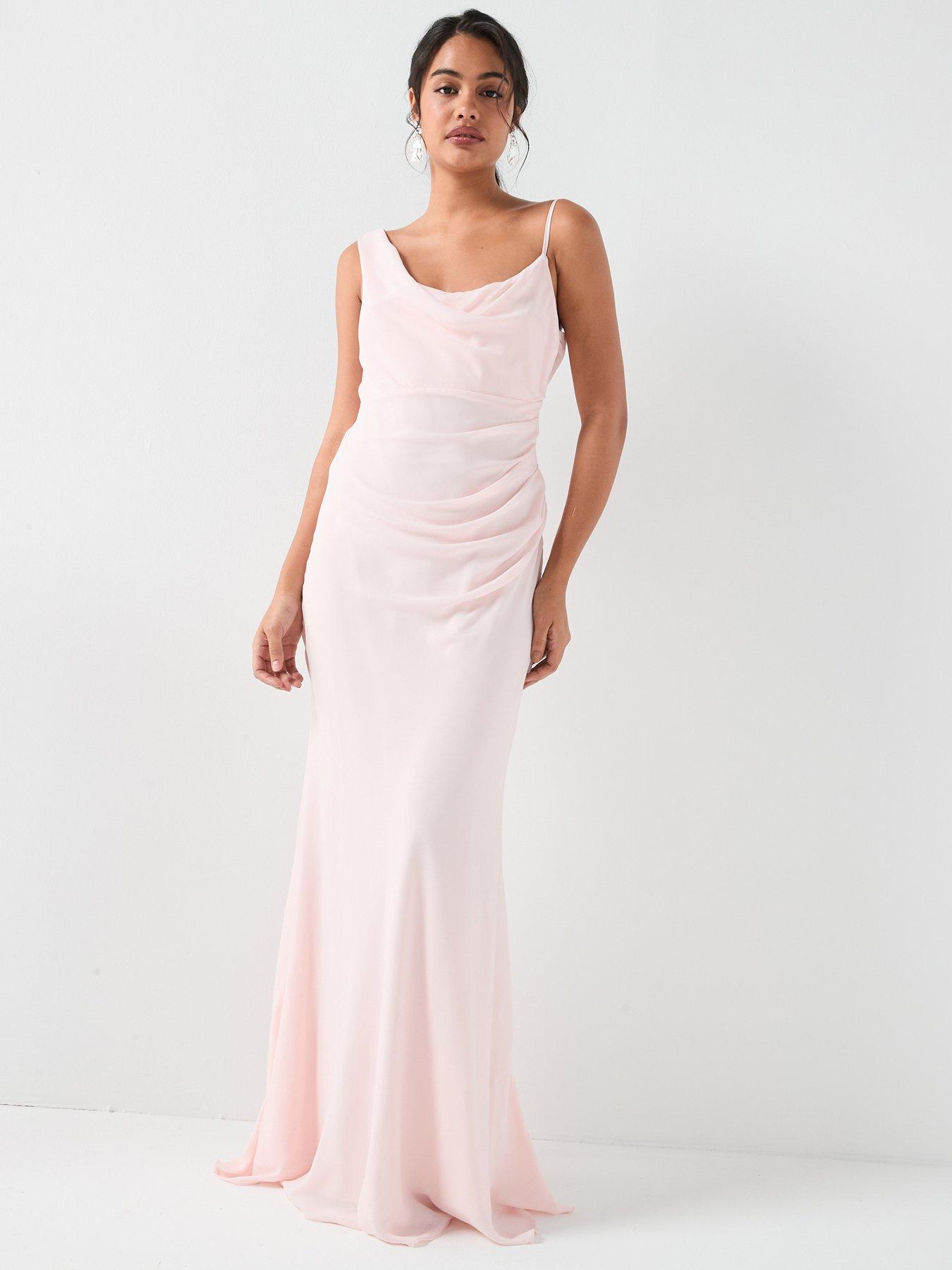 Six Stories Cowl Front Asymmetrical Crepe Bridesmaid Dress
