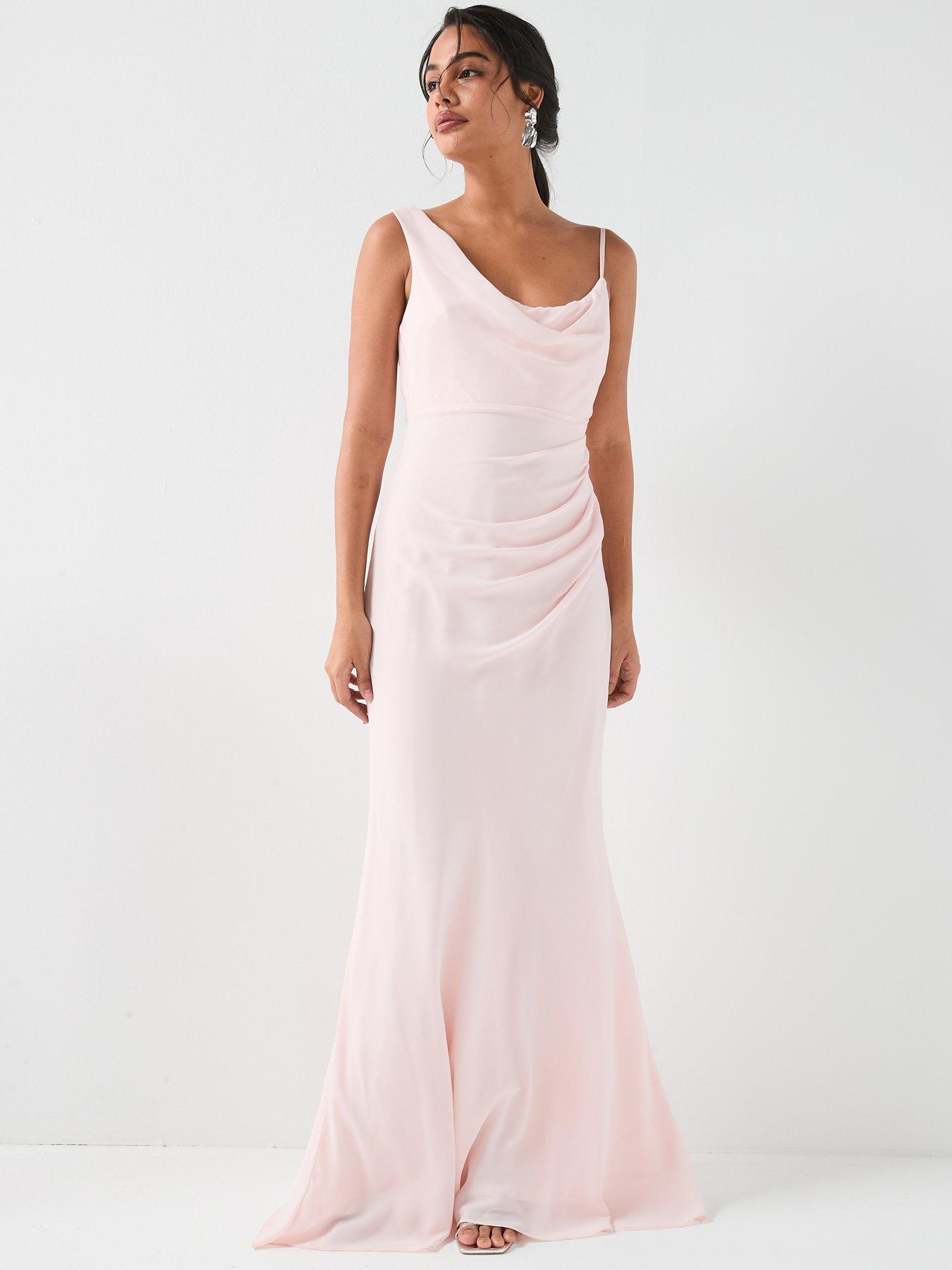 Six Stories Cowl Front Asymmetrical Crepe Bridesmaid Dress - Pink | Very