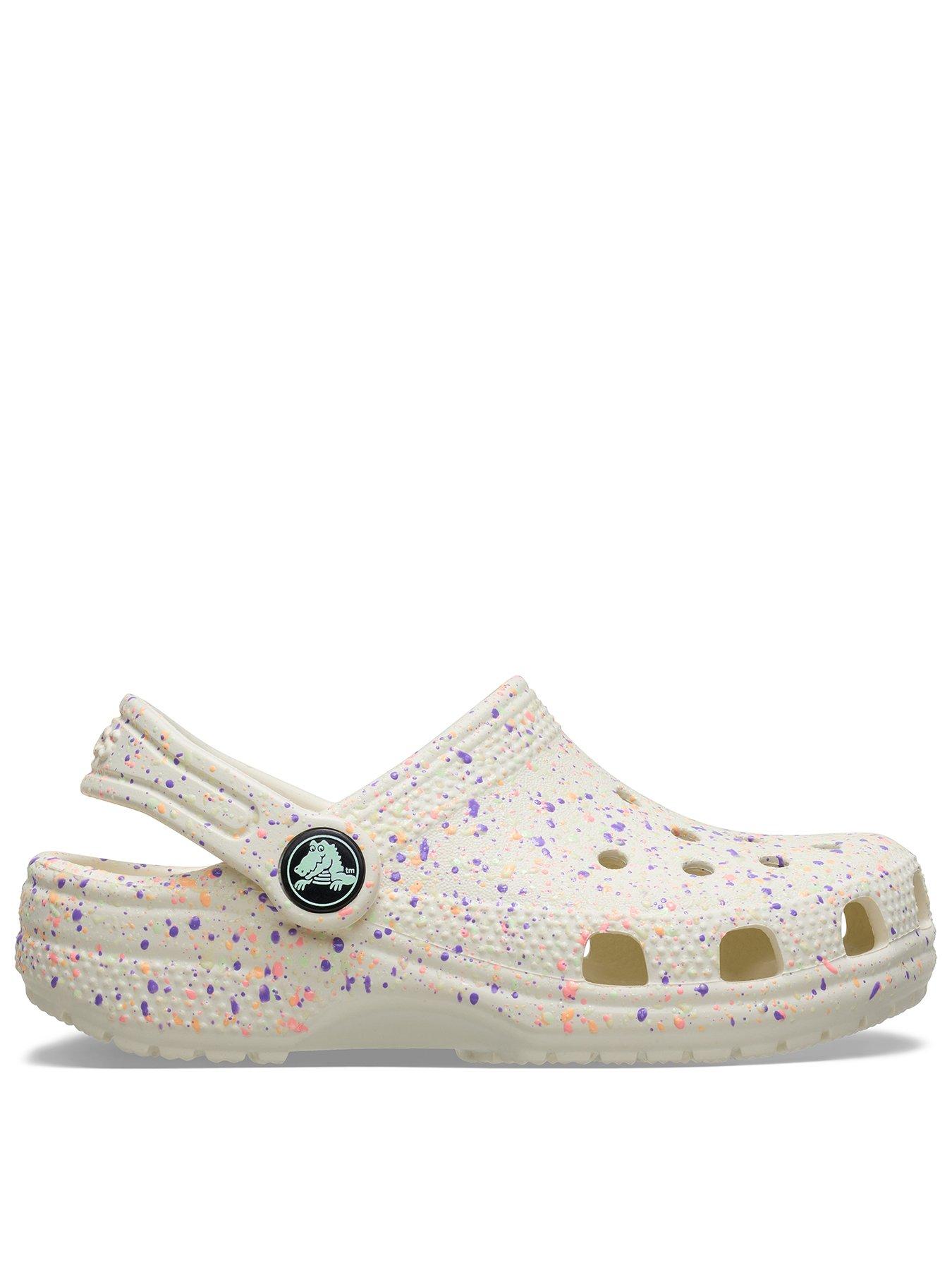 Crocs Kids' Classic Glow Paint Splatter Clog - White