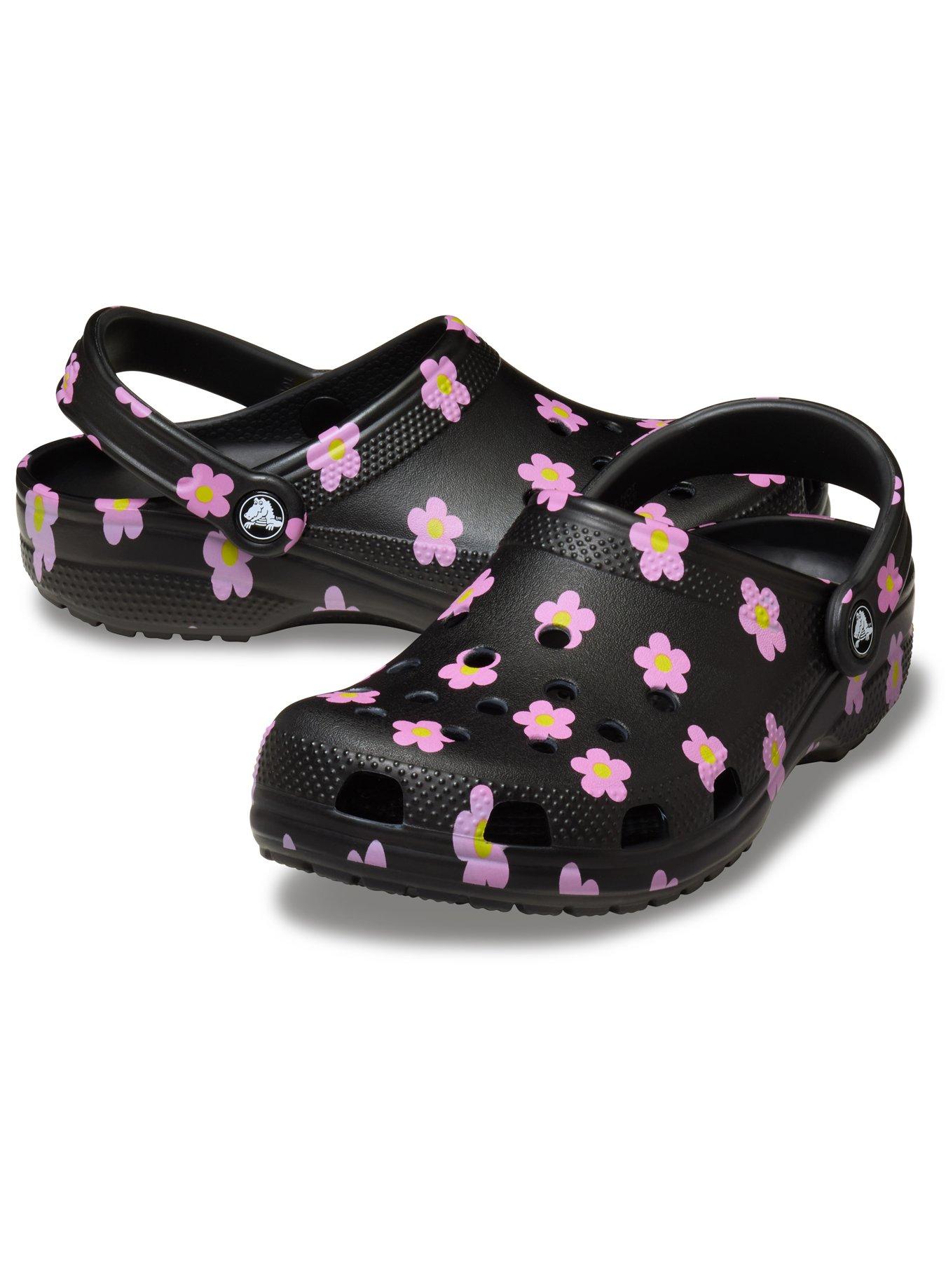 Crocs Kids Classic Flower Clog - Black | Very