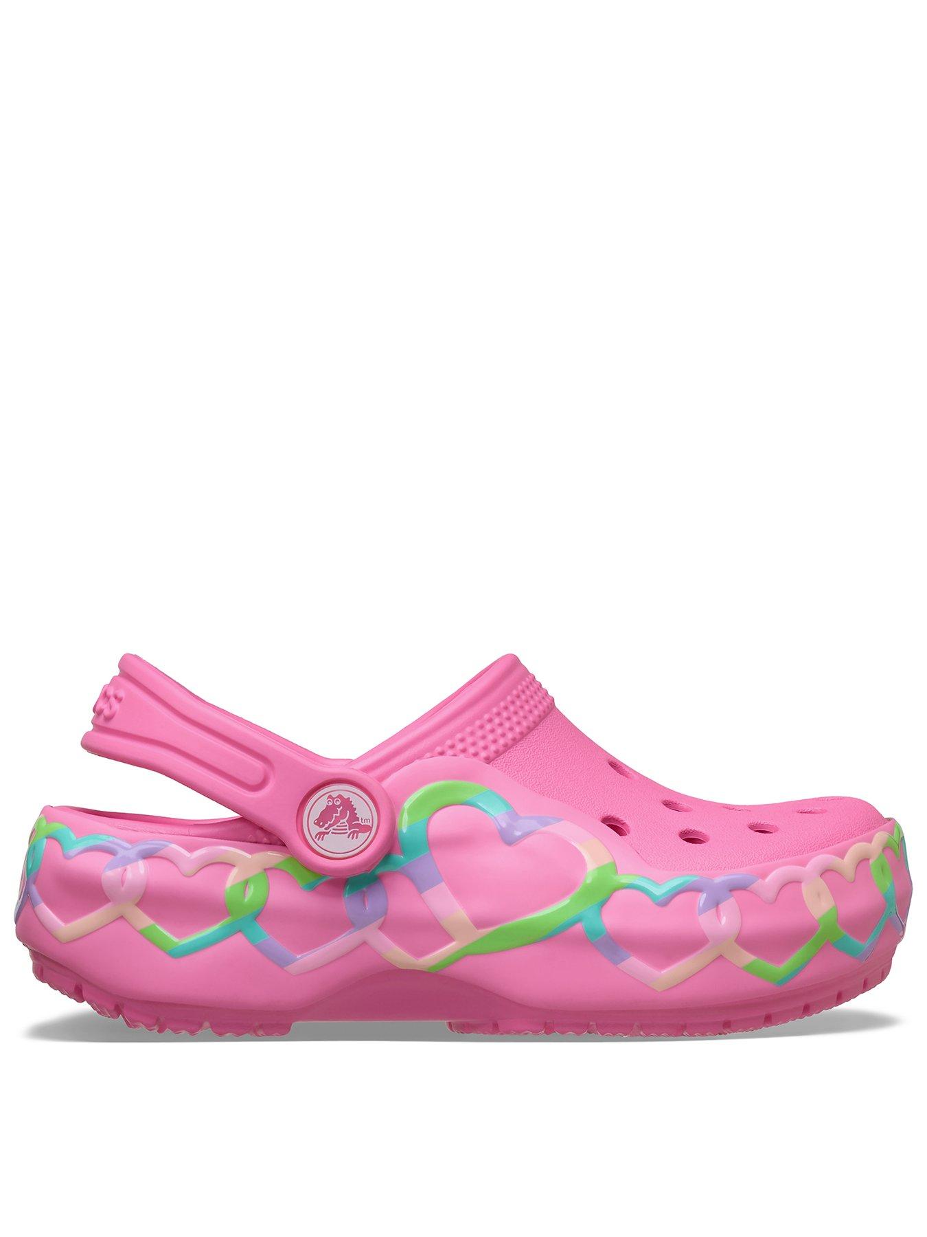 Crocs Girls Classic Heart Lights Clog - Pink