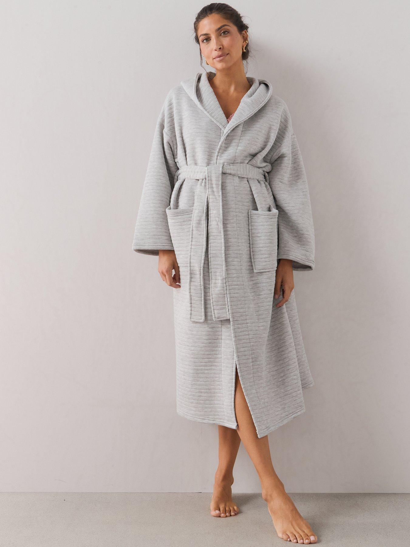 Image 4 of 7 of The Very Collection Soft Touch Quilted Dressing Gown - Grey