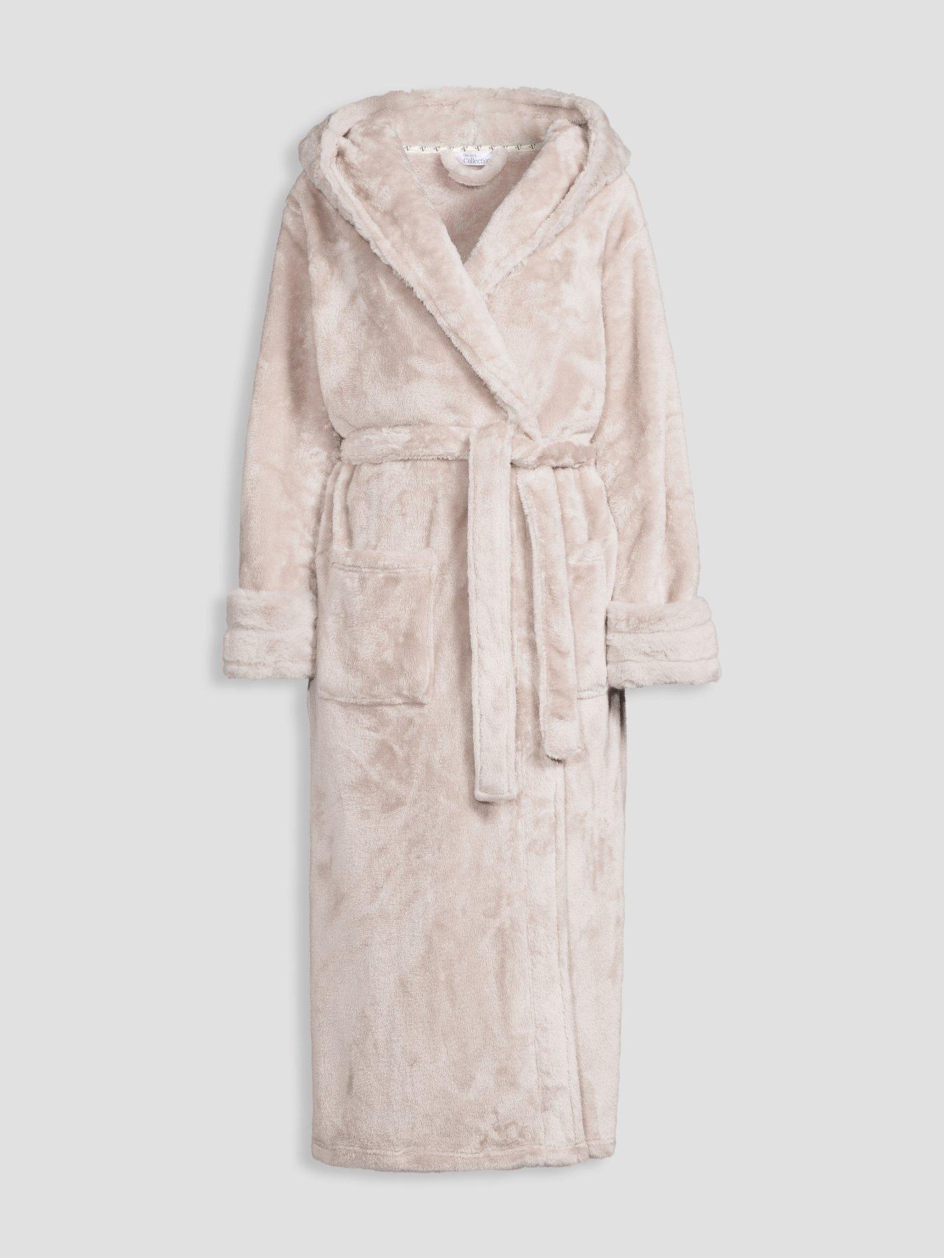 Image 7 of 7 of The Very Collection Plush Hooded Dressing Gown - Grey
