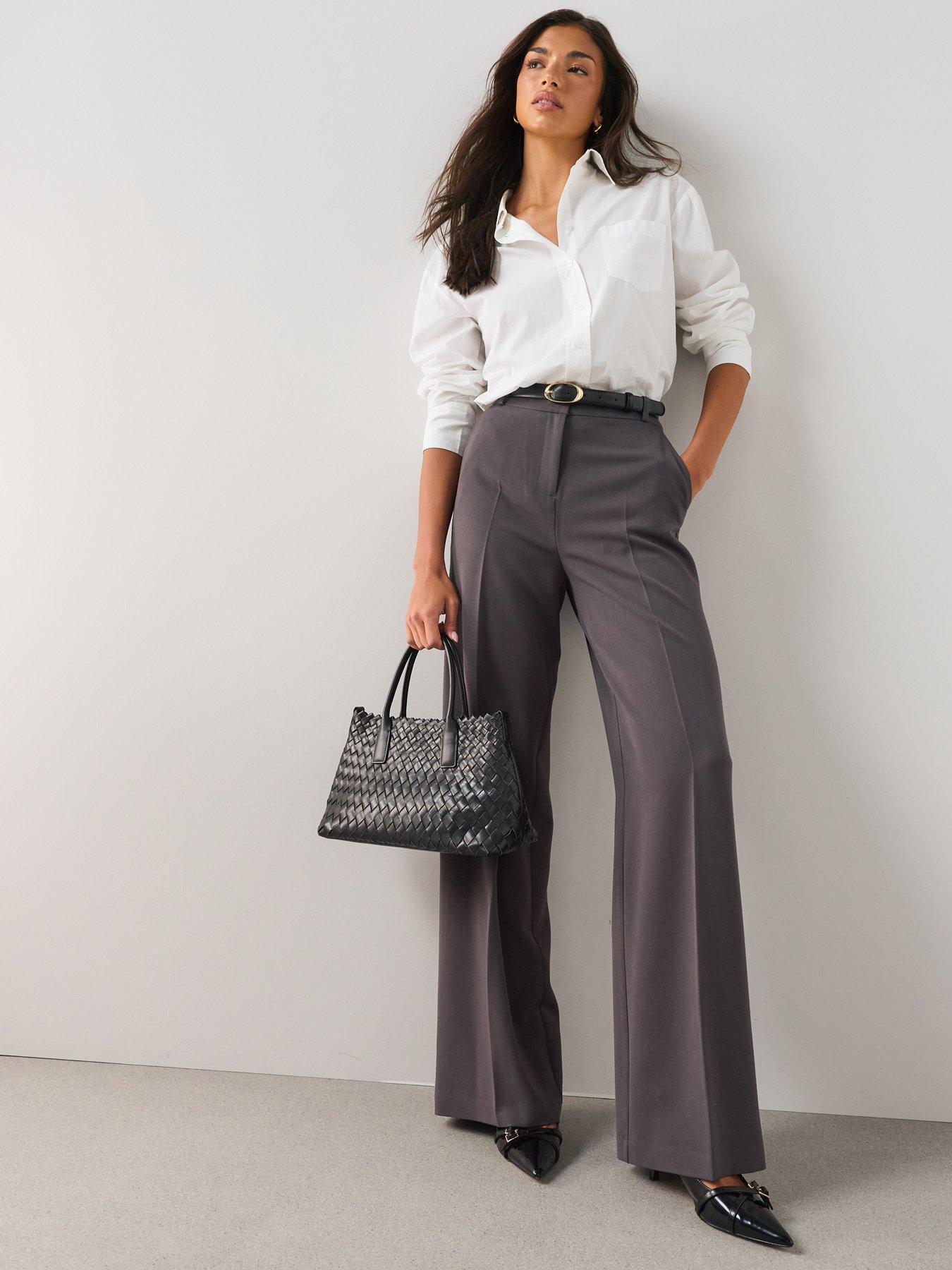 The Very Collection Petite Wide Leg Trouser - Grey