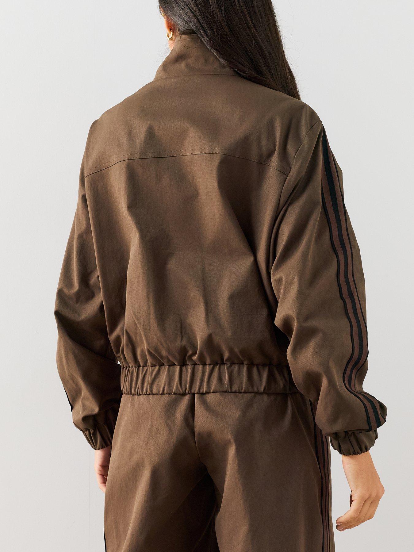 Image 2 of 7 of The Very Collection Women's Side Stripe Funnel Neck Bomber Jacket - Brown
