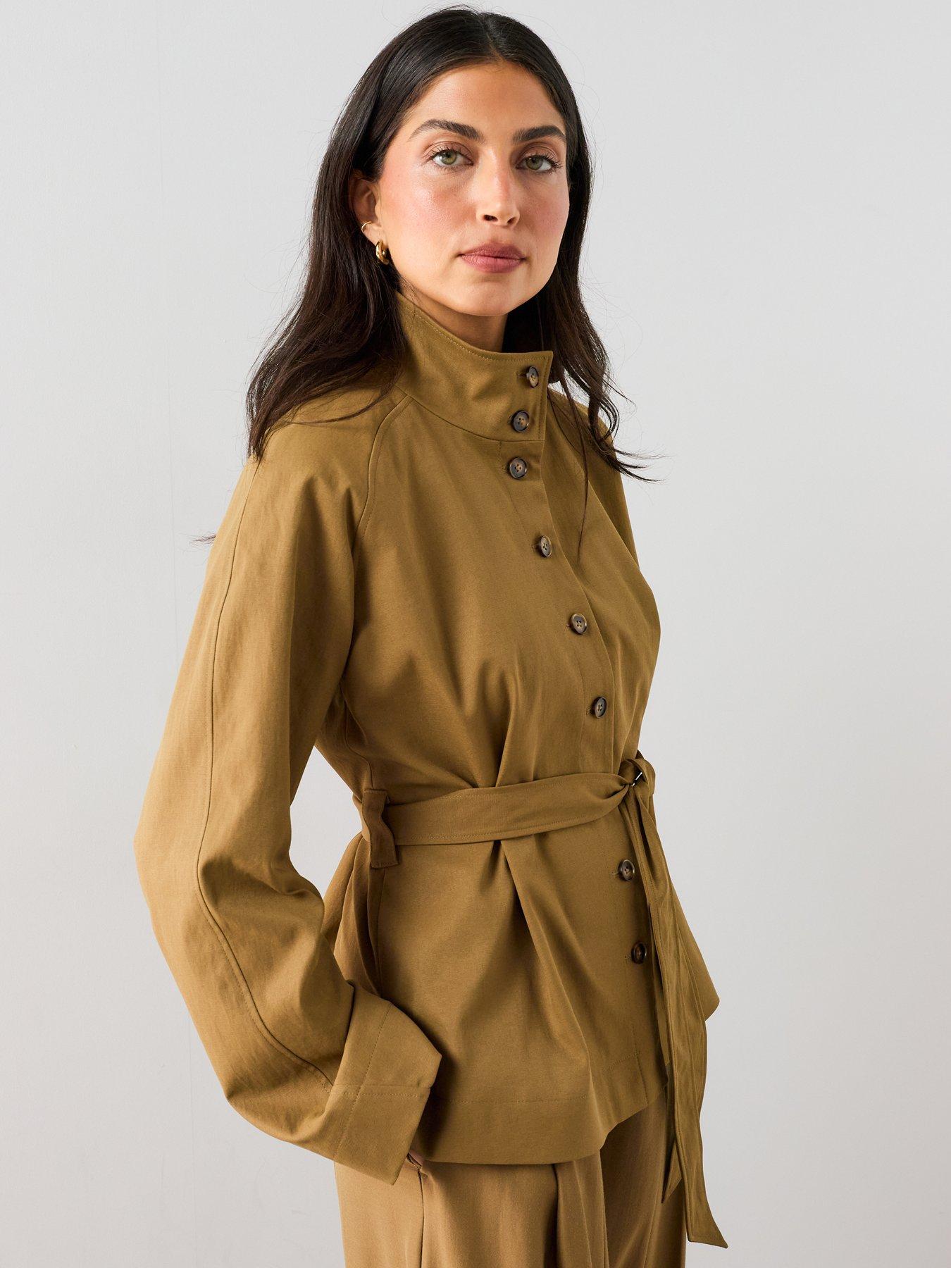The Very Collection Funnel Neck Co Ord Jacket - Olive