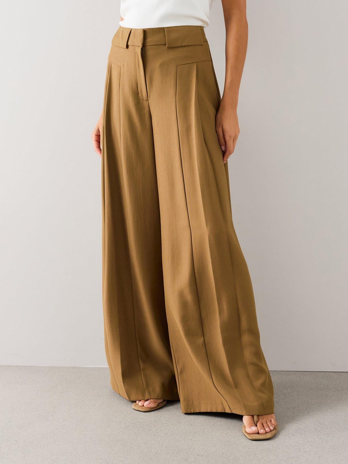 The Very Collection Womens Ultra Wide Leg Waistband Detail Trousers - Olive