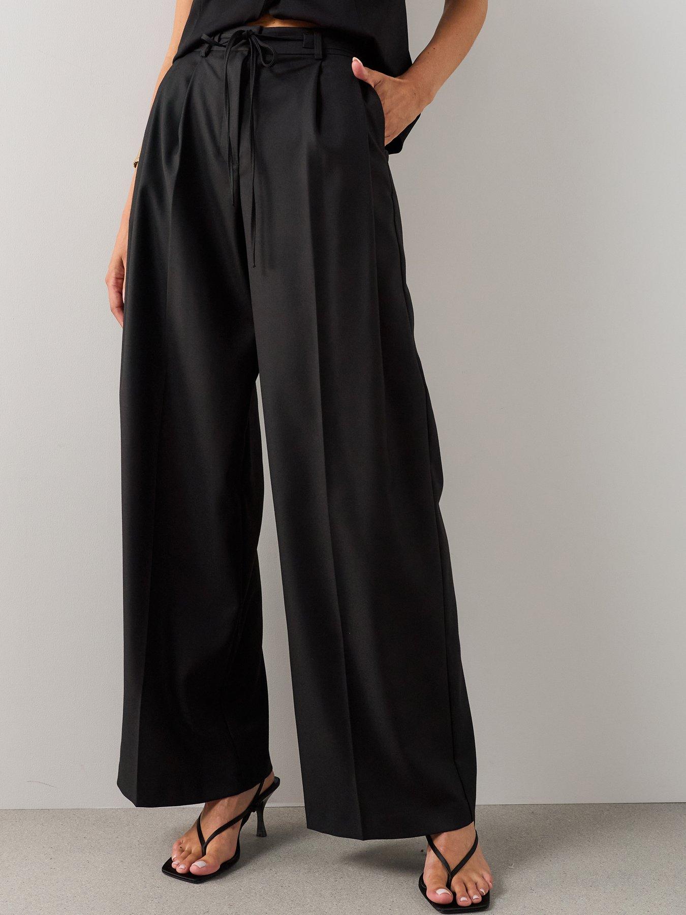 Image 1 of 6 of The Very Collection Tie Wiast Smart Trouser - Black