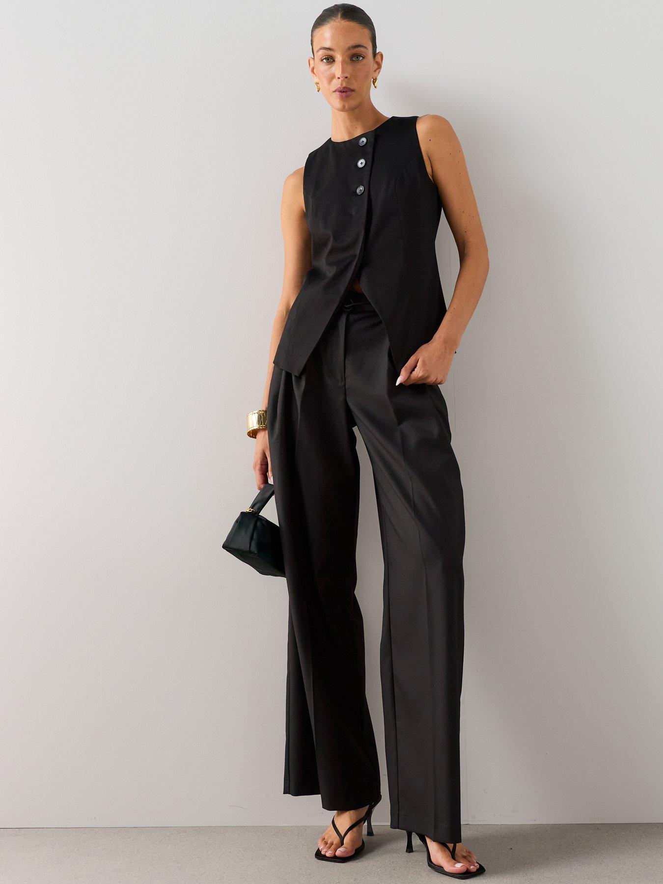 Image 3 of 6 of The Very Collection Tie Wiast Smart Trouser - Black