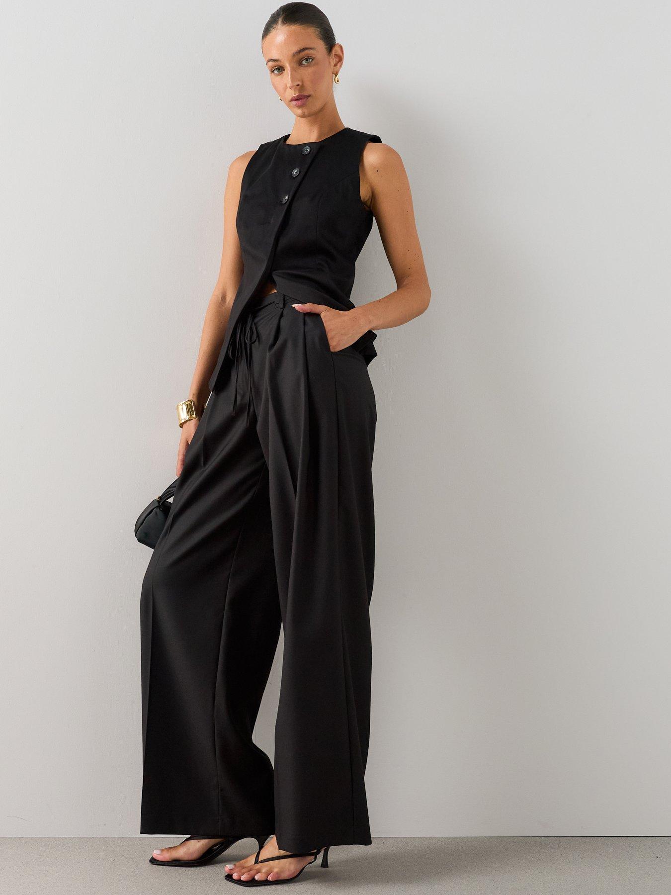 Image 4 of 6 of The Very Collection Tie Wiast Smart Trouser - Black