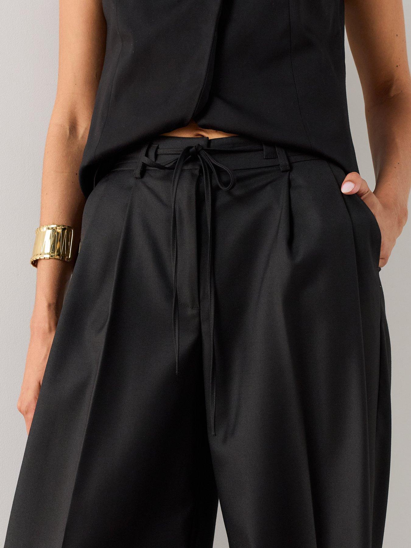 Image 5 of 6 of The Very Collection Tie Wiast Smart Trouser - Black