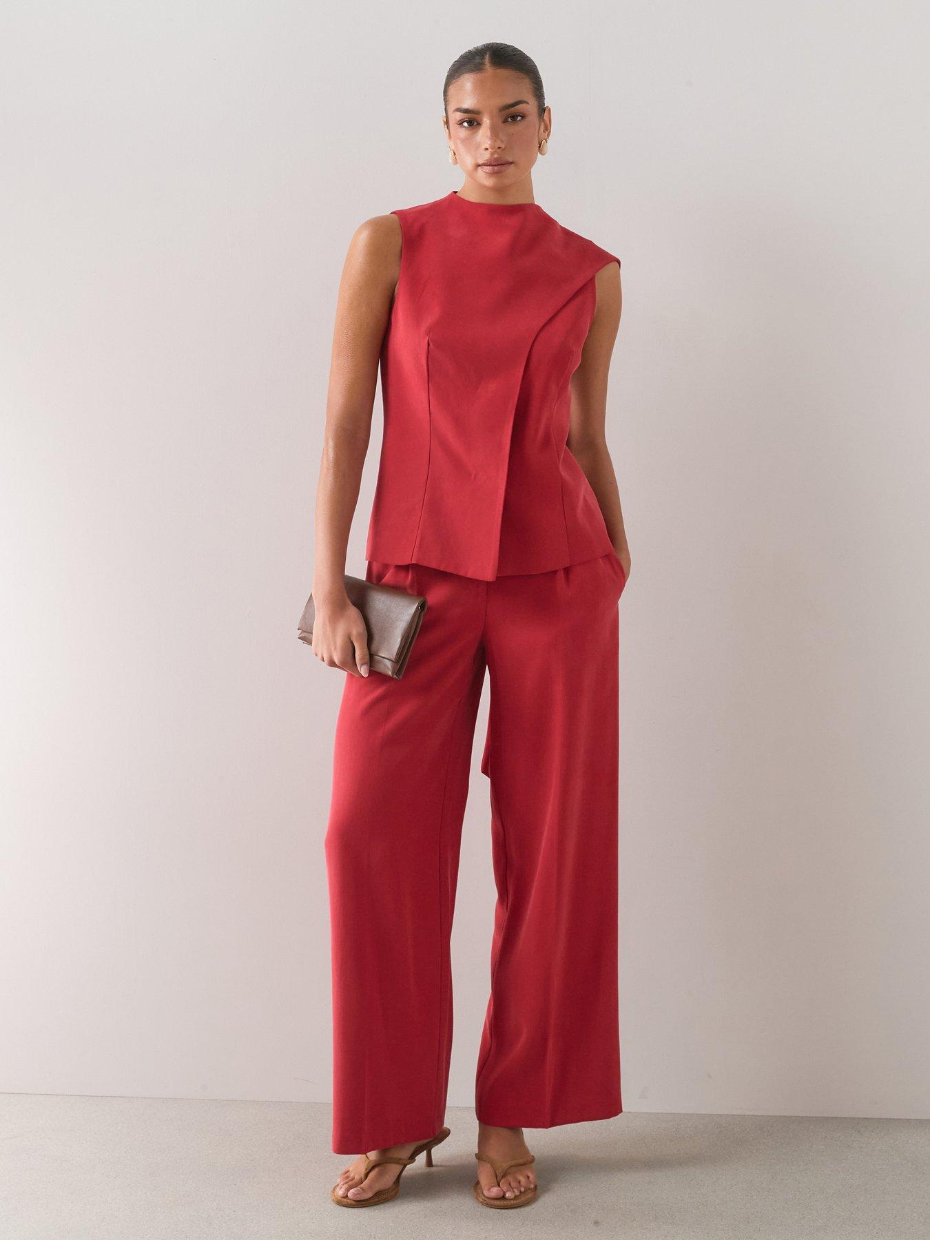 The Very Collection Wide Leg Trouser - Red