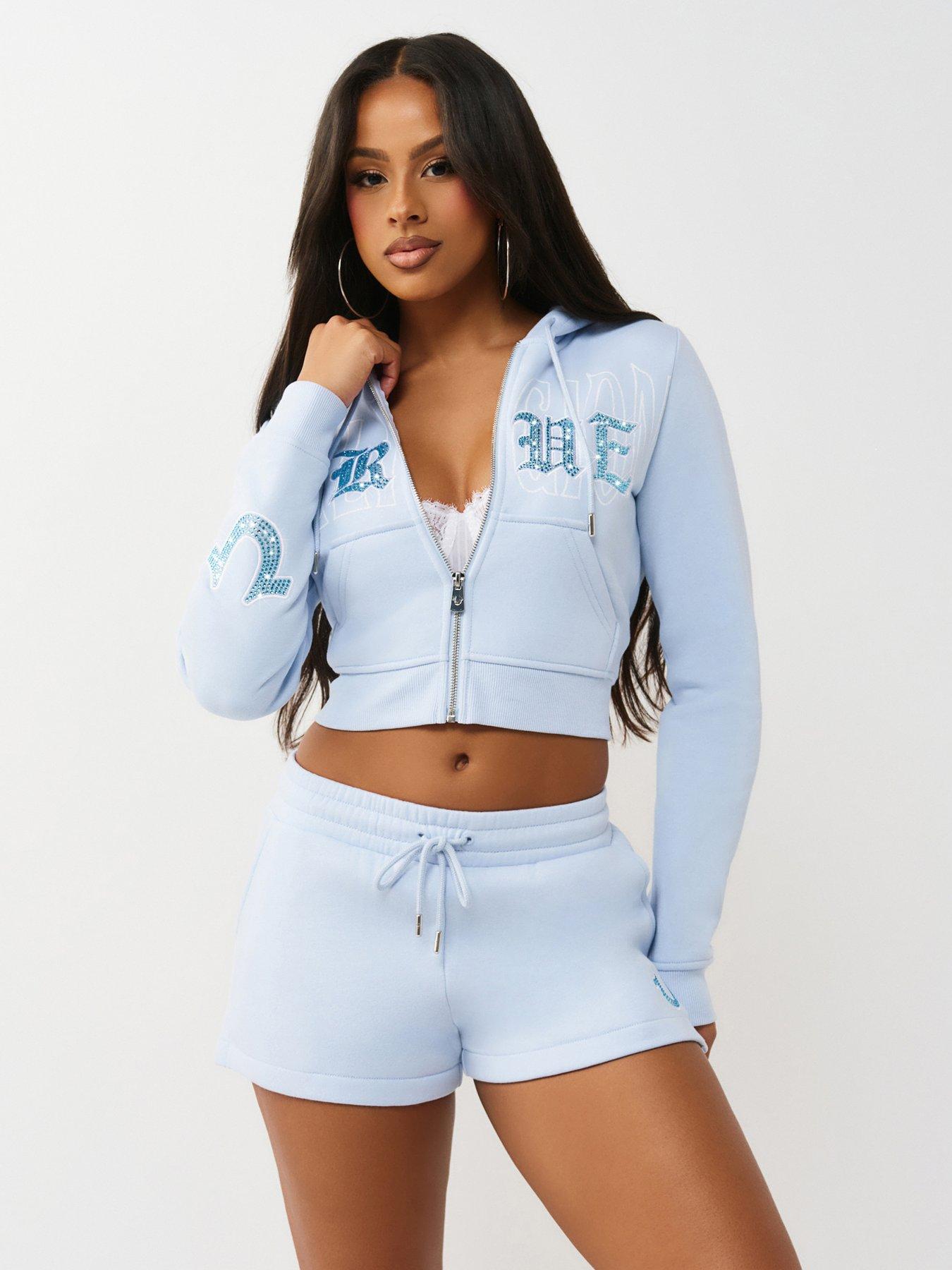 TRUE RELIGION Embroidered Lounge Shorts - Blue