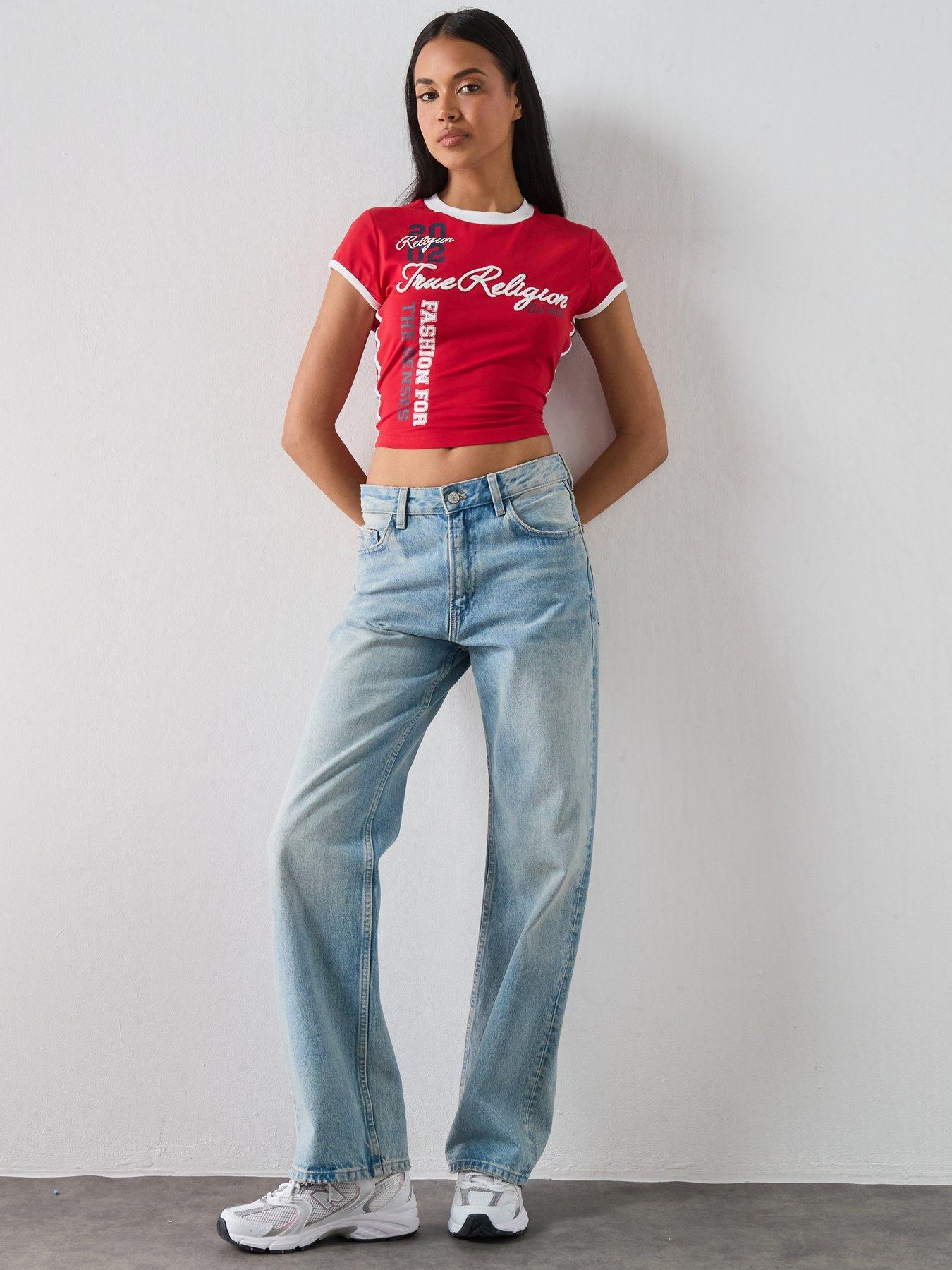 Image 3 of 6 of TRUE RELIGION Sporty Cap Sleeve Ringer Baby Tee