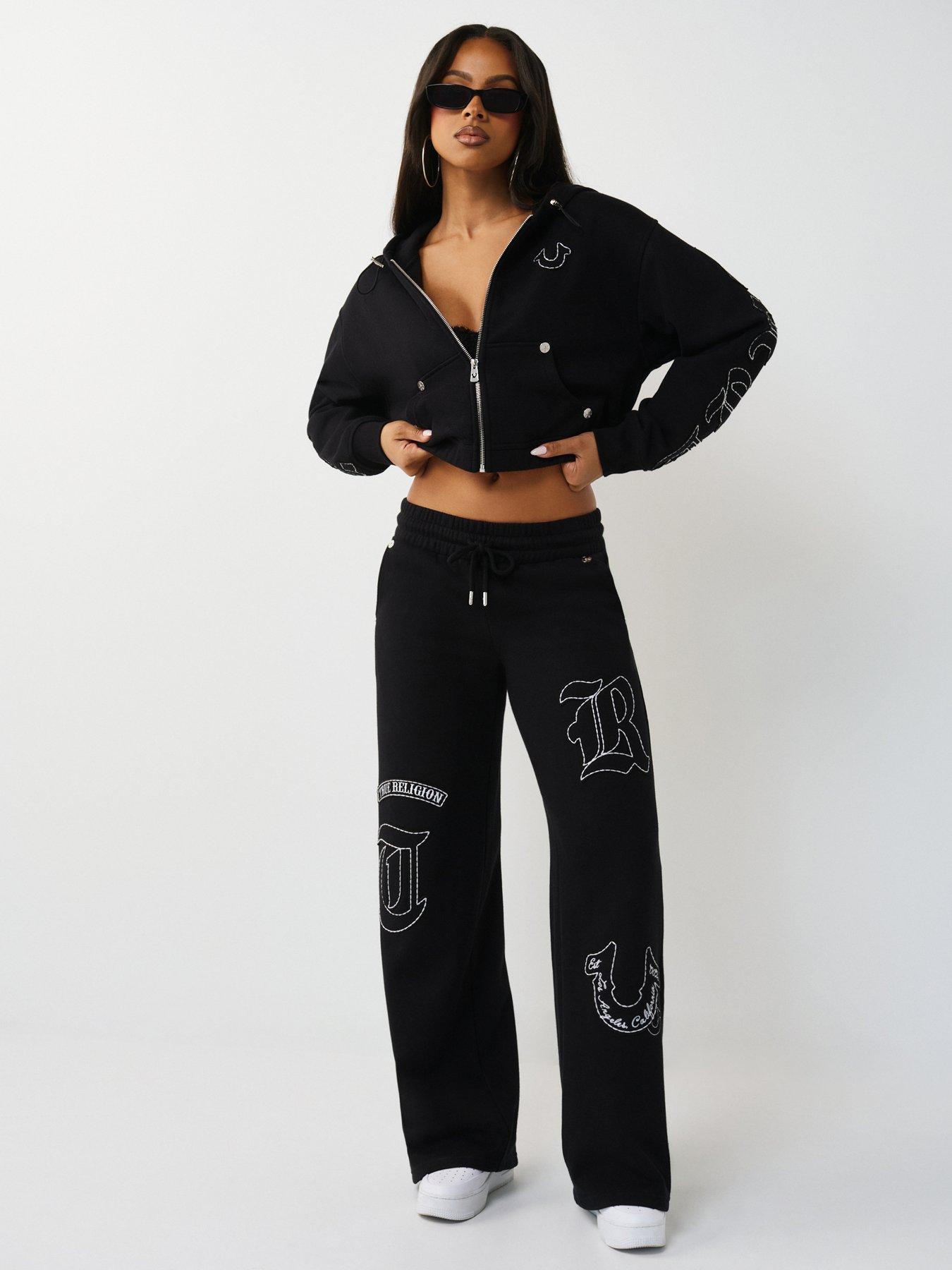 Image 2 of 5 of TRUE RELIGION Applique Relaxed Zip Up Hoodie - Black