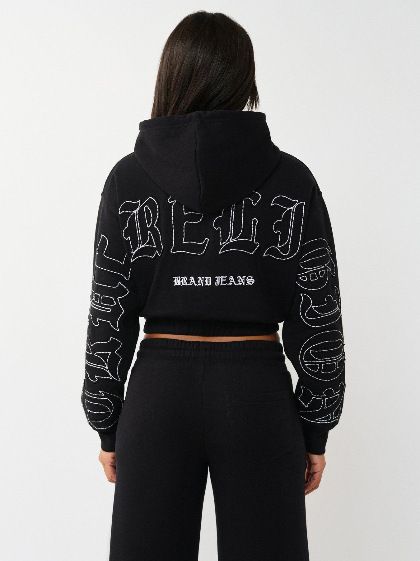 Image 3 of 5 of TRUE RELIGION Applique Relaxed Zip Up Hoodie - Black