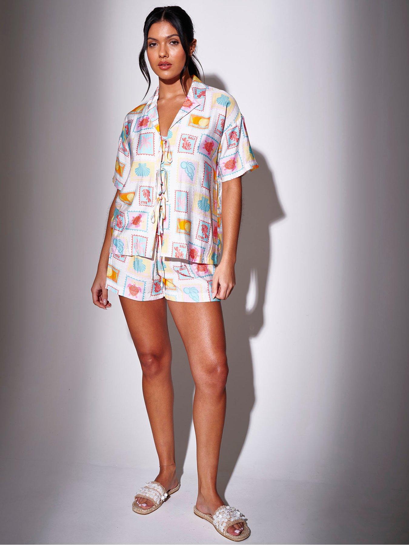 South Beach Beach Postcard Printed Shorts, Multi, Size 16, Women