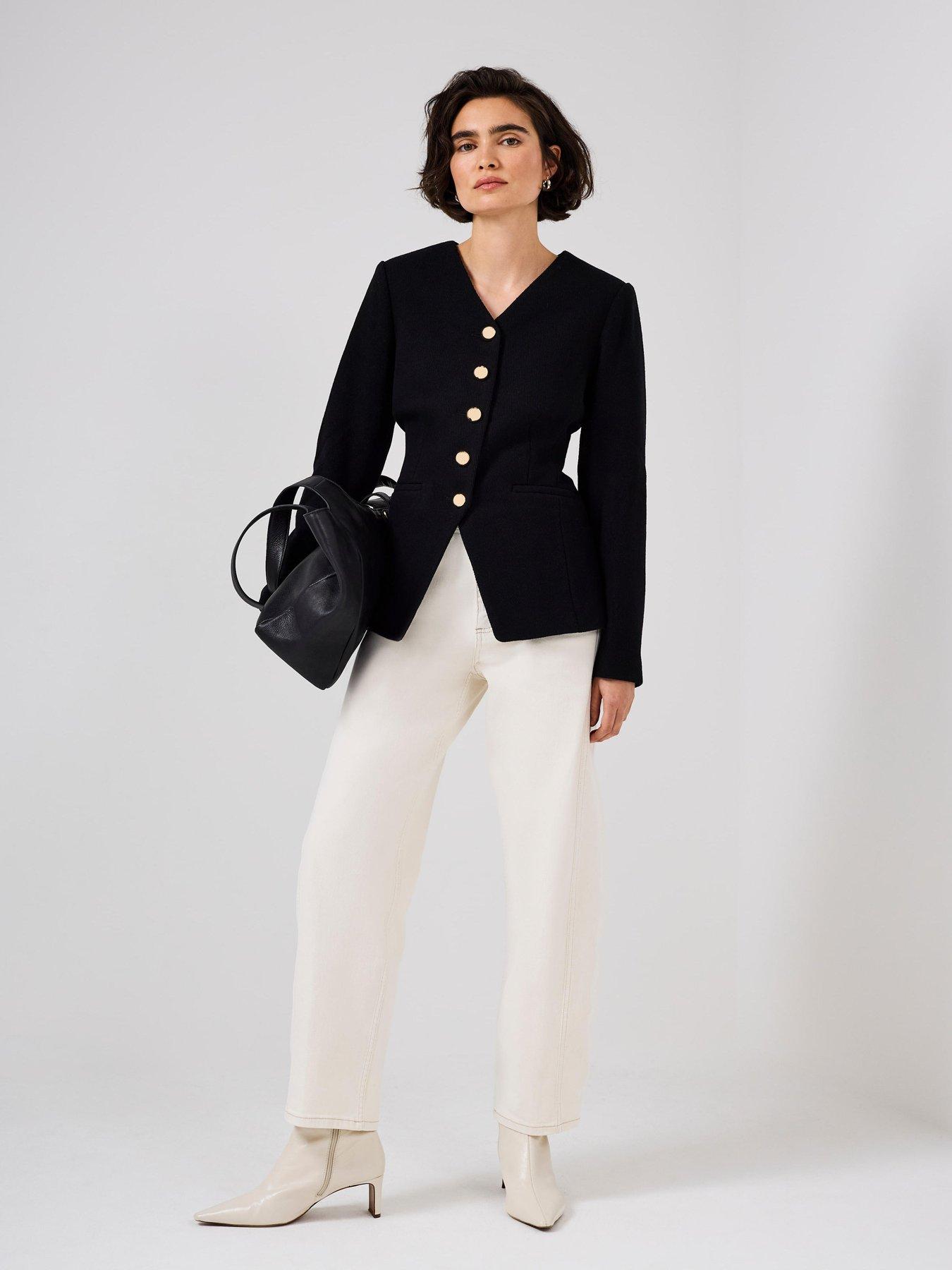 Mint Velvet Twill Sculpted Jacket - Black