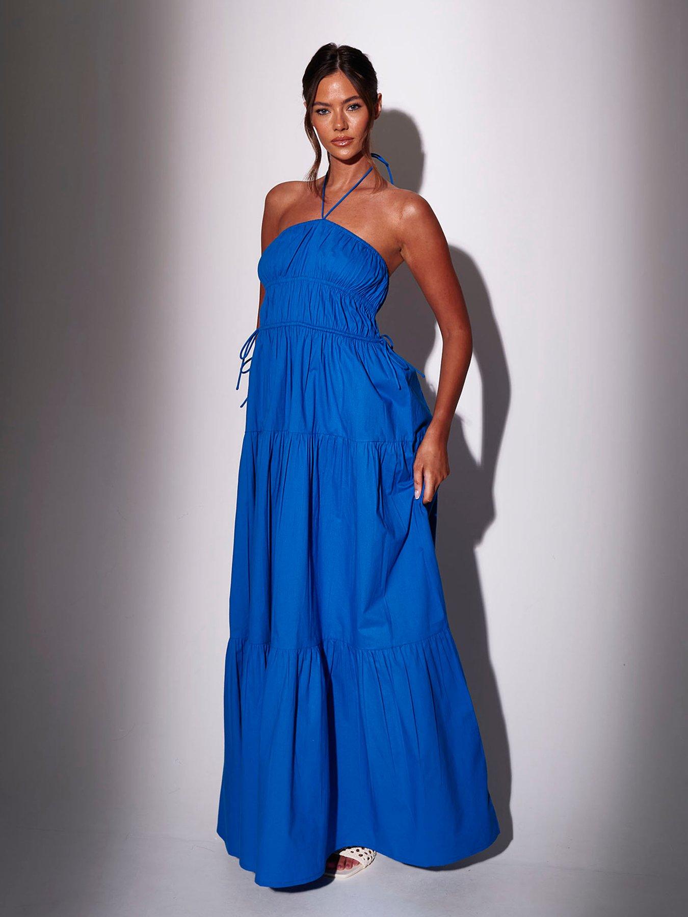 South Beach South Beach Halterneck Tiered Maxi Dress - Blue
