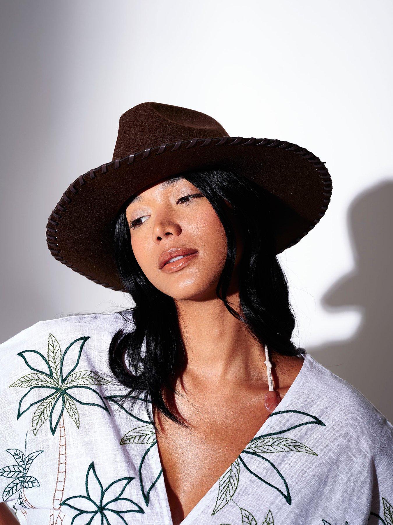 Image 2 of 3 of South Beach South Beach Western Charm Whipstitch Cowboy Hat - brown