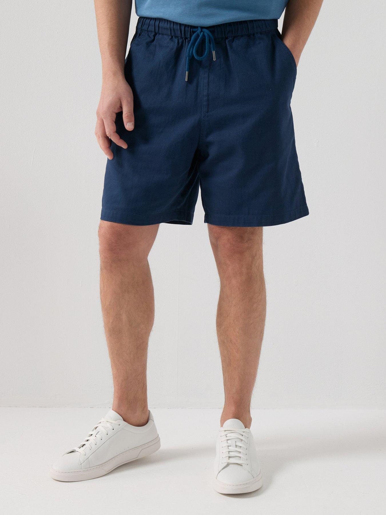Farah Farah F Tab Swinton Loose Fit Herringbone Drawstring Shorts - Navy