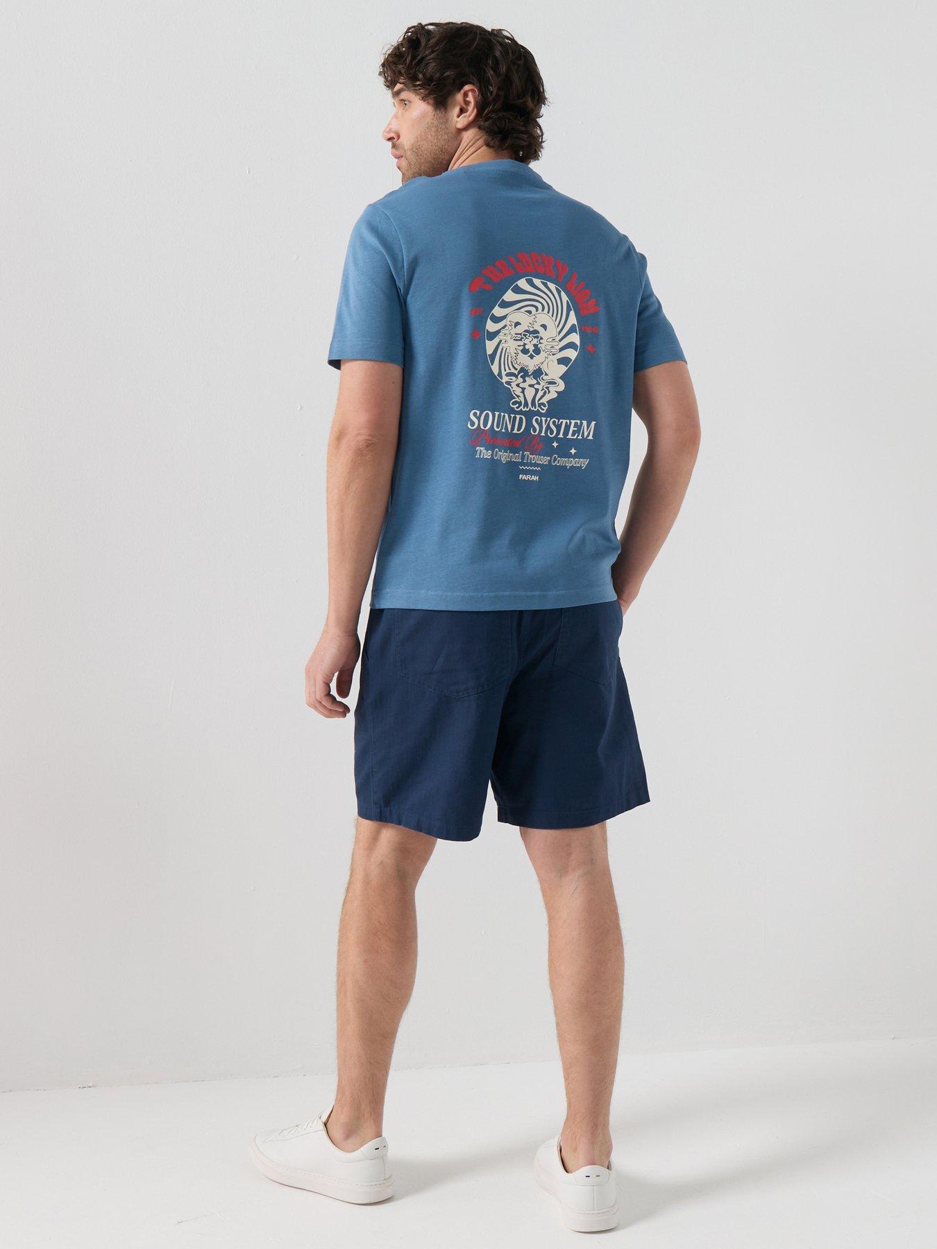Image 1 of 5 of Farah Byron Back Graphic Print T-Shirt - Blue