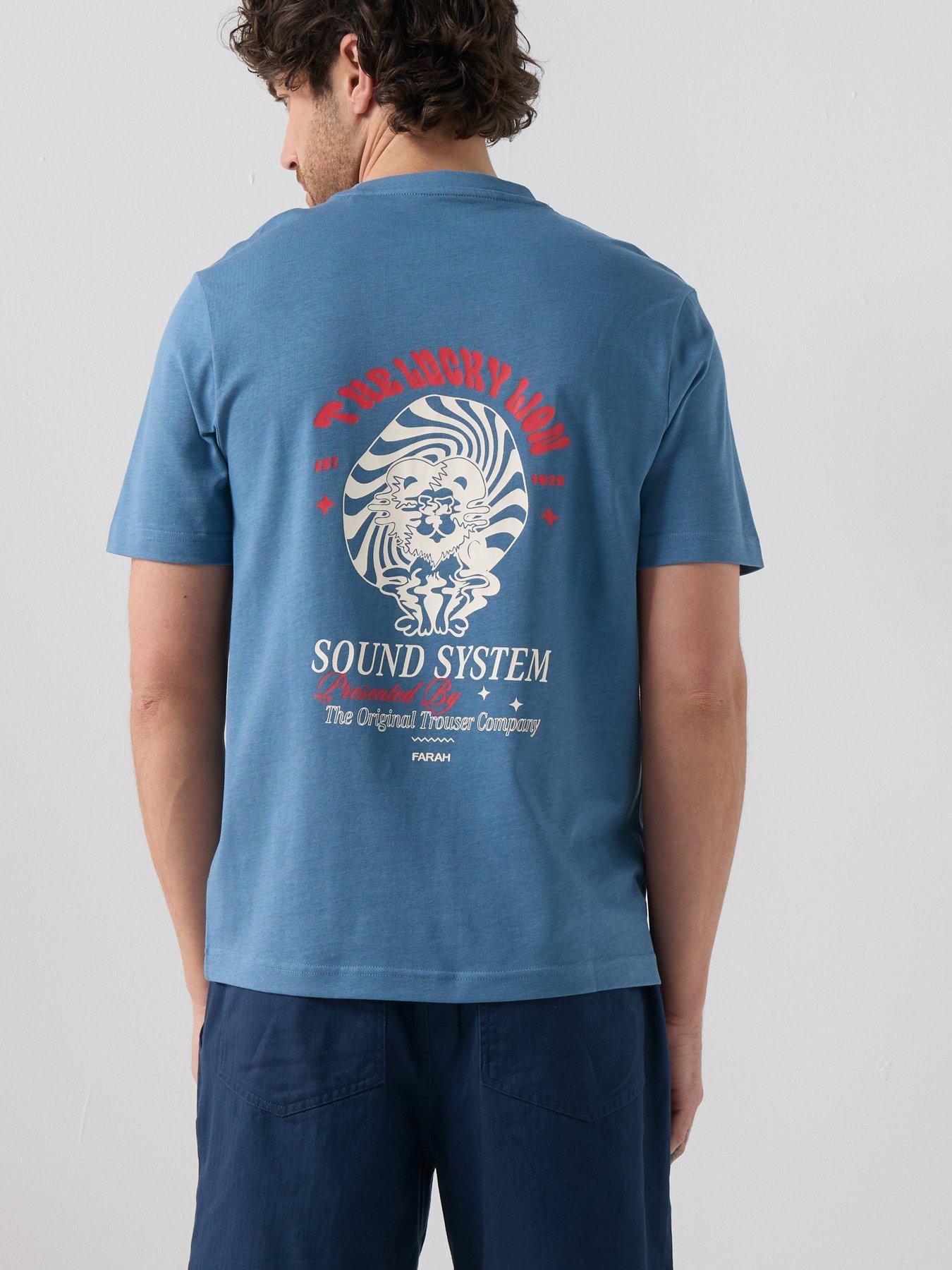 Image 4 of 5 of Farah Byron Back Graphic Print T-Shirt - Blue