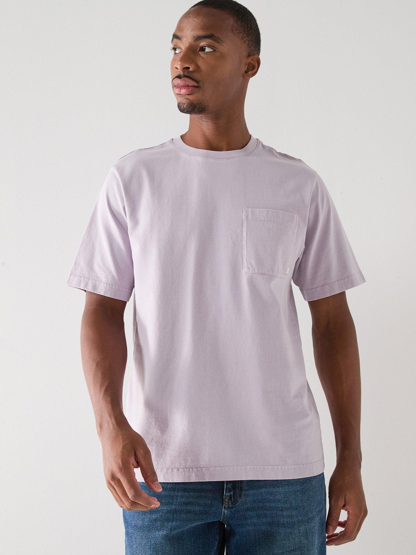 Farah Chest Pocket Plain T-Shirt, Light Purple, Size L, Men