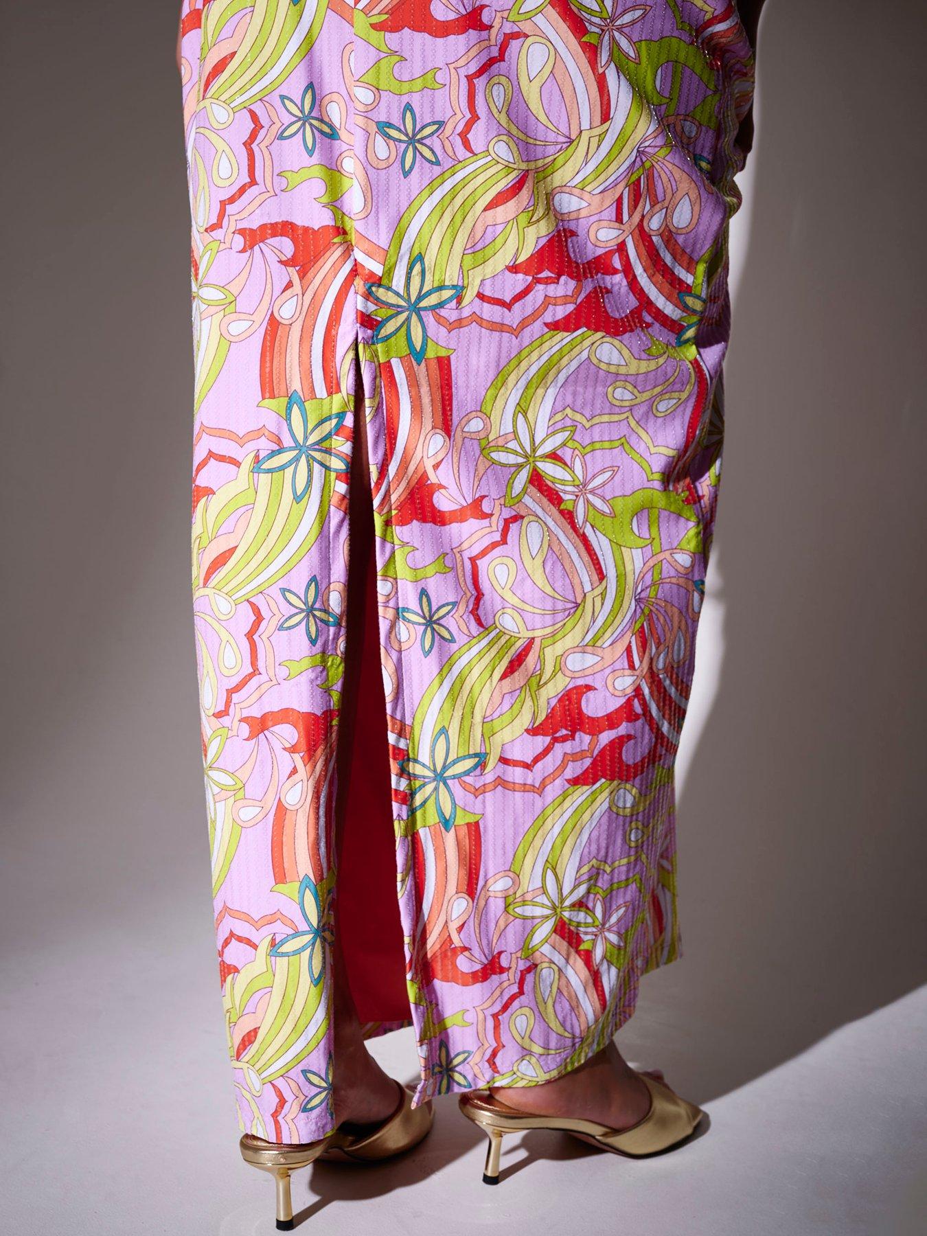 Image 5 of 5 of South Beach Retro Printed Sequin Maxi Dress - Multi