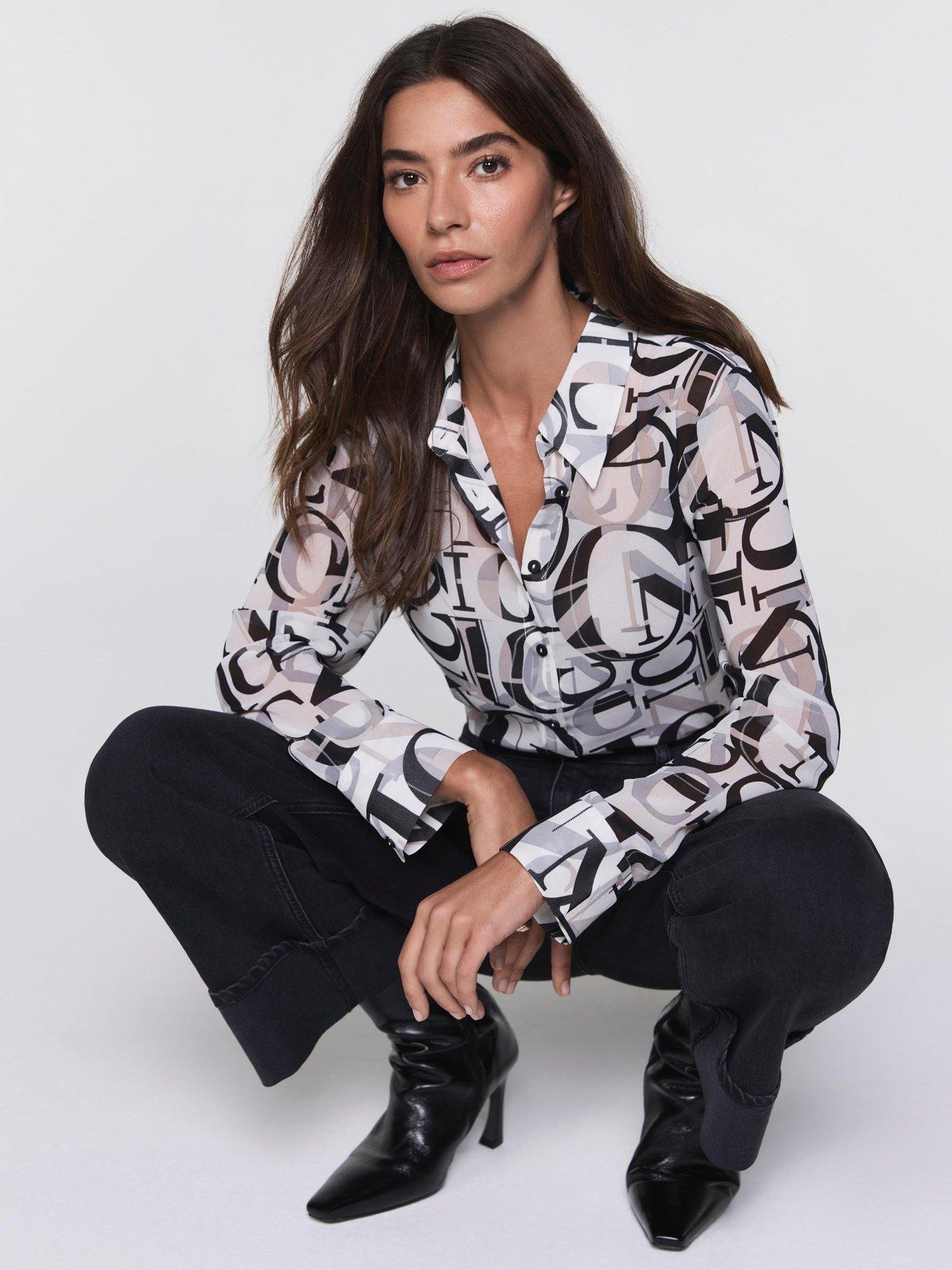 Mint Velvet Cream Iconic Print Shirt - White