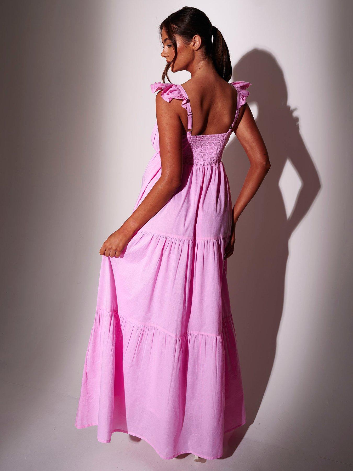 beach maxi dress uk South Frill Sleeve Tiered - Pink Poly USA 25116 - Health & Beauty The lightweight cotton blend Color:Same As Pictures