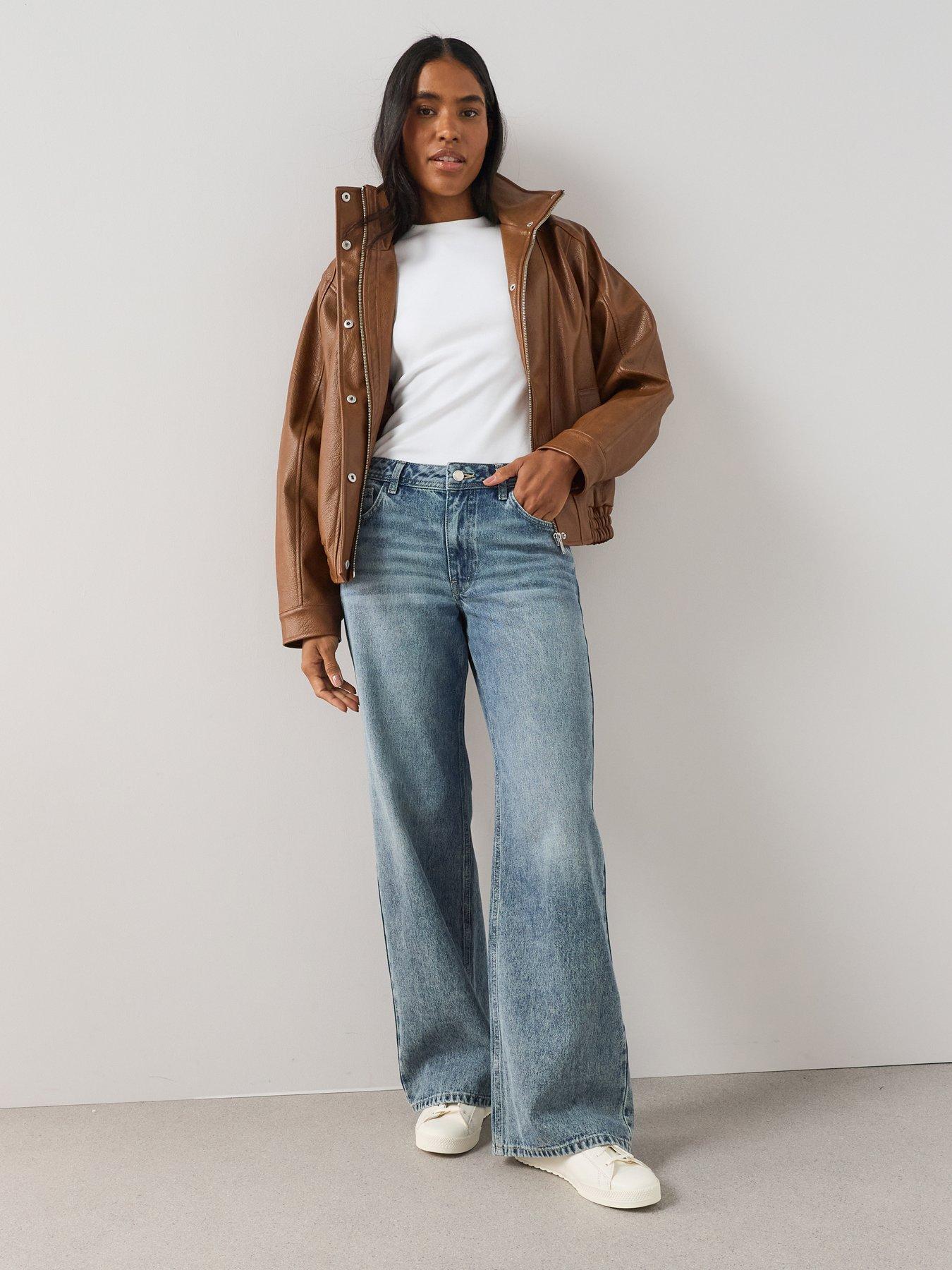 The Very Collection Low Slung Wide Leg Jeans - Mid Wash
