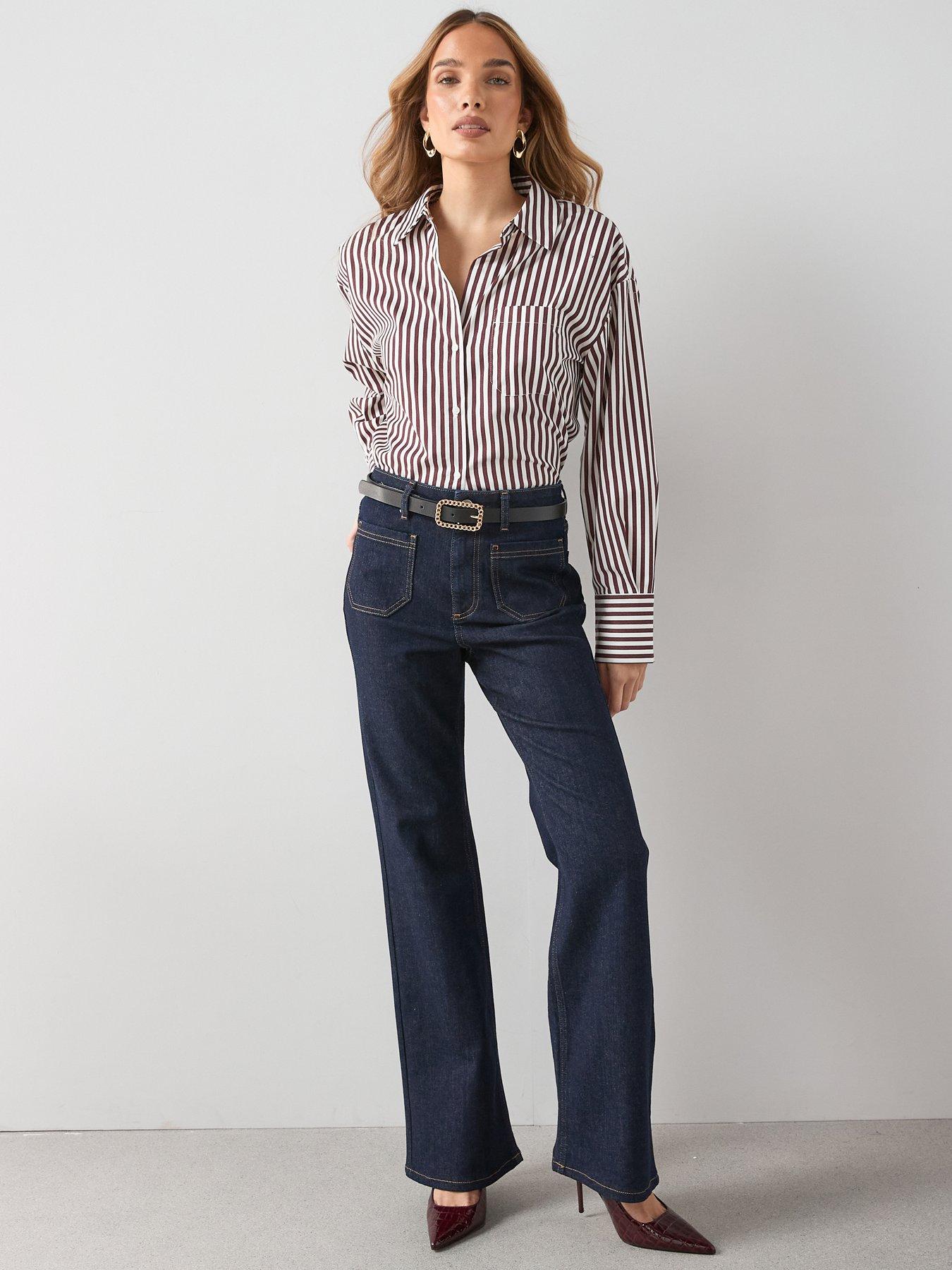 The Very Collection Flare Jeans with Front Patch Pockets - Dark Wash