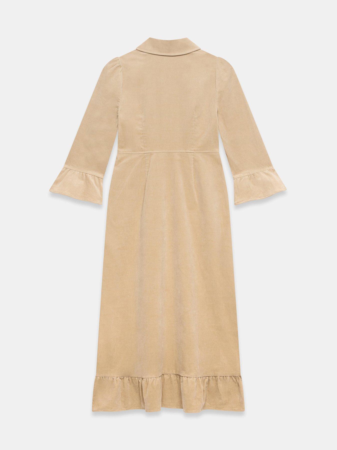 Image 6 of 6 of Mint Velvet Cord Shirt Midi Dress - Stone