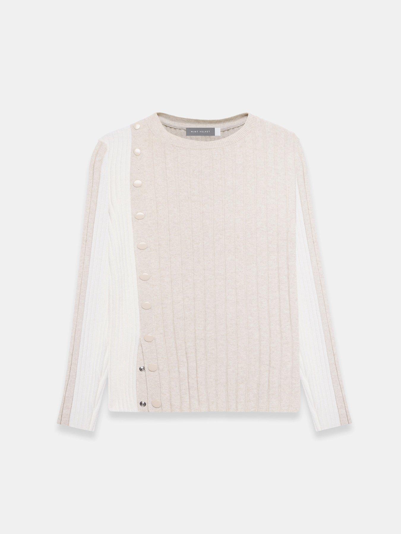 Image 5 of 6 of Mint Velvet Colour Block Knit Top - Cream