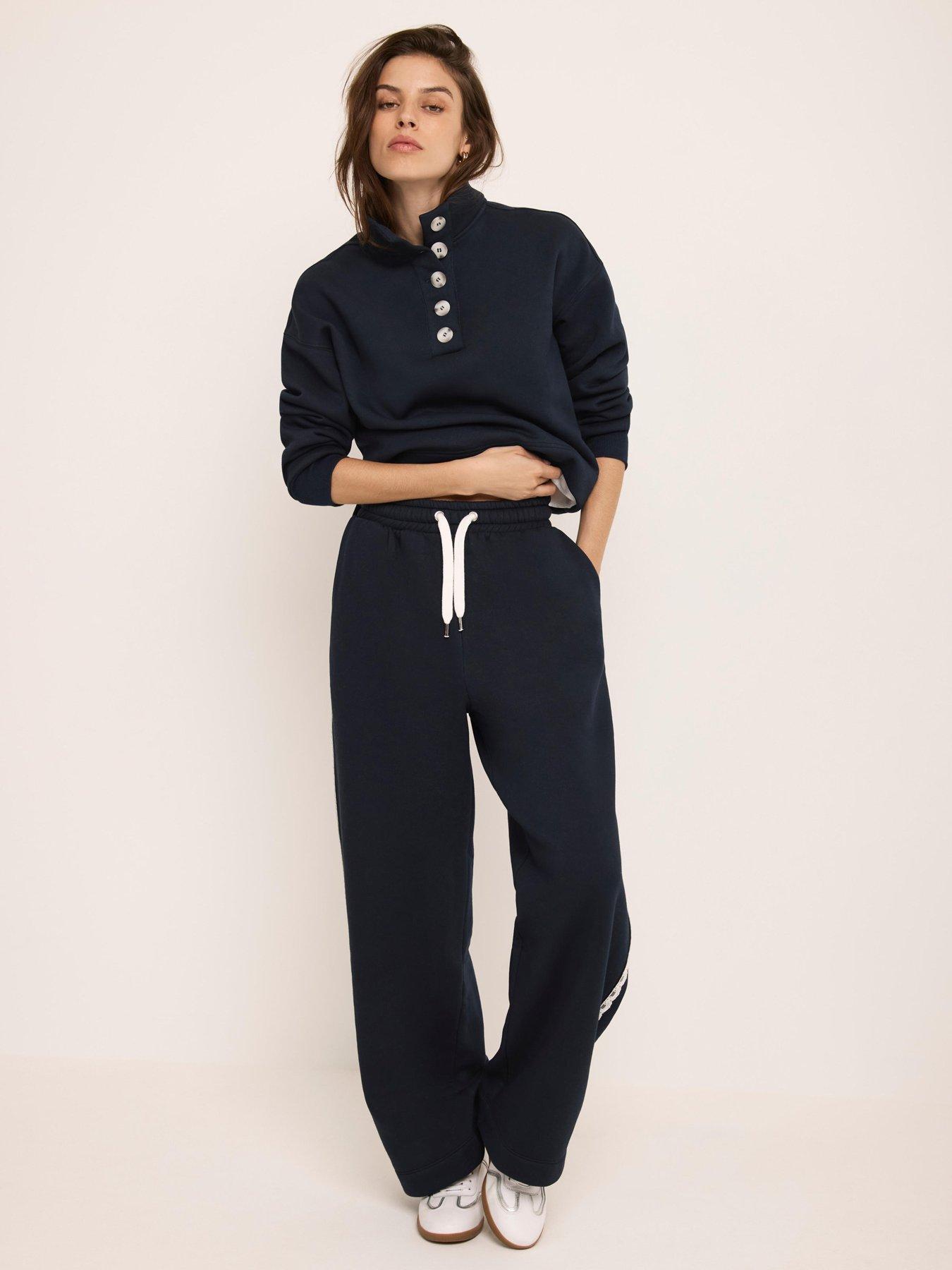 Image 2 of 6 of Mint Velvet Button Neck Sweatshirt -Navy Blue