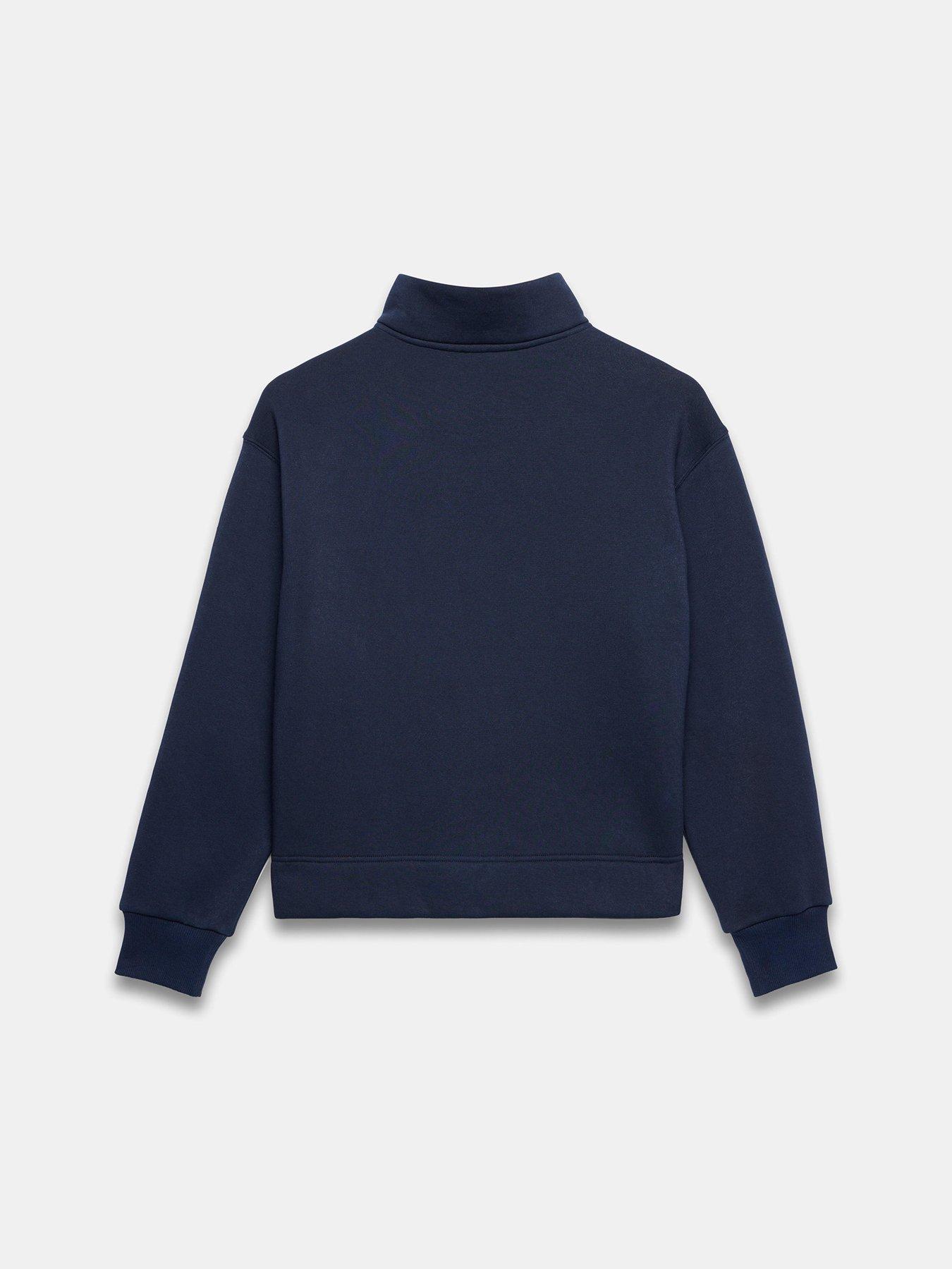 Image 6 of 6 of Mint Velvet Button Neck Sweatshirt -Navy Blue