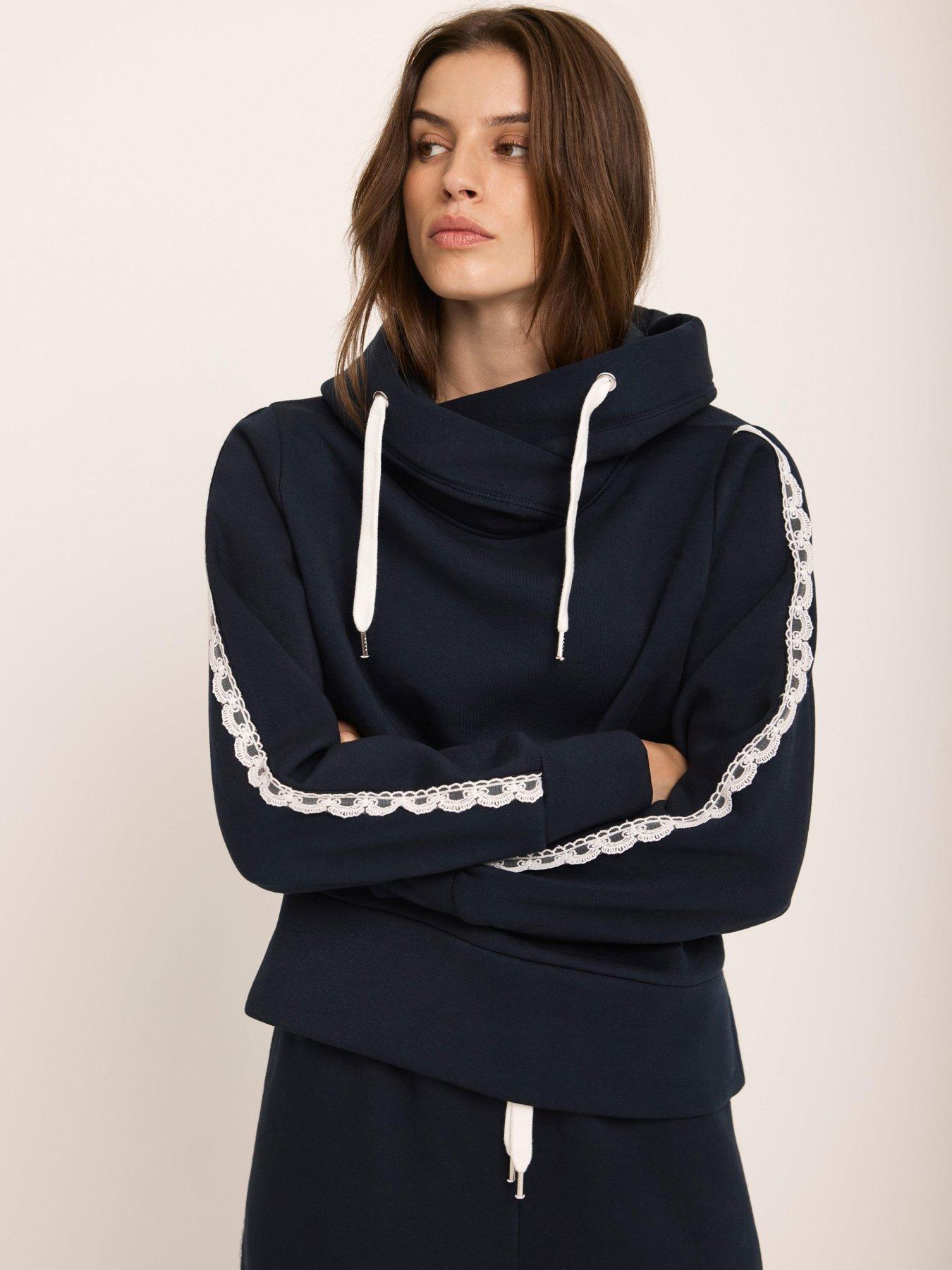 Image 2 of 6 of Mint Velvet Navy Side Stripe Hoodie - Blue