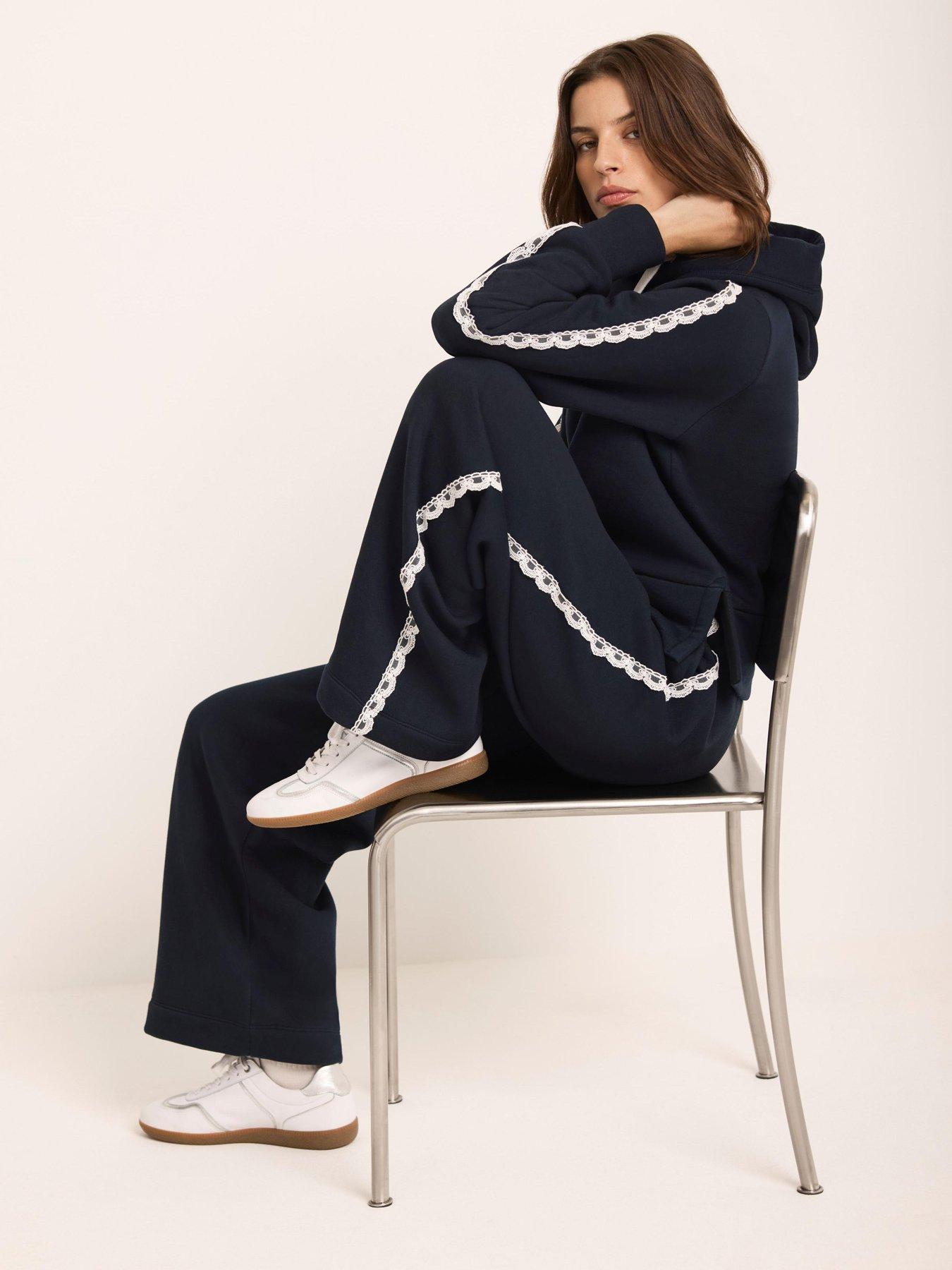 Image 4 of 6 of Mint Velvet Navy Side Stripe Hoodie - Blue