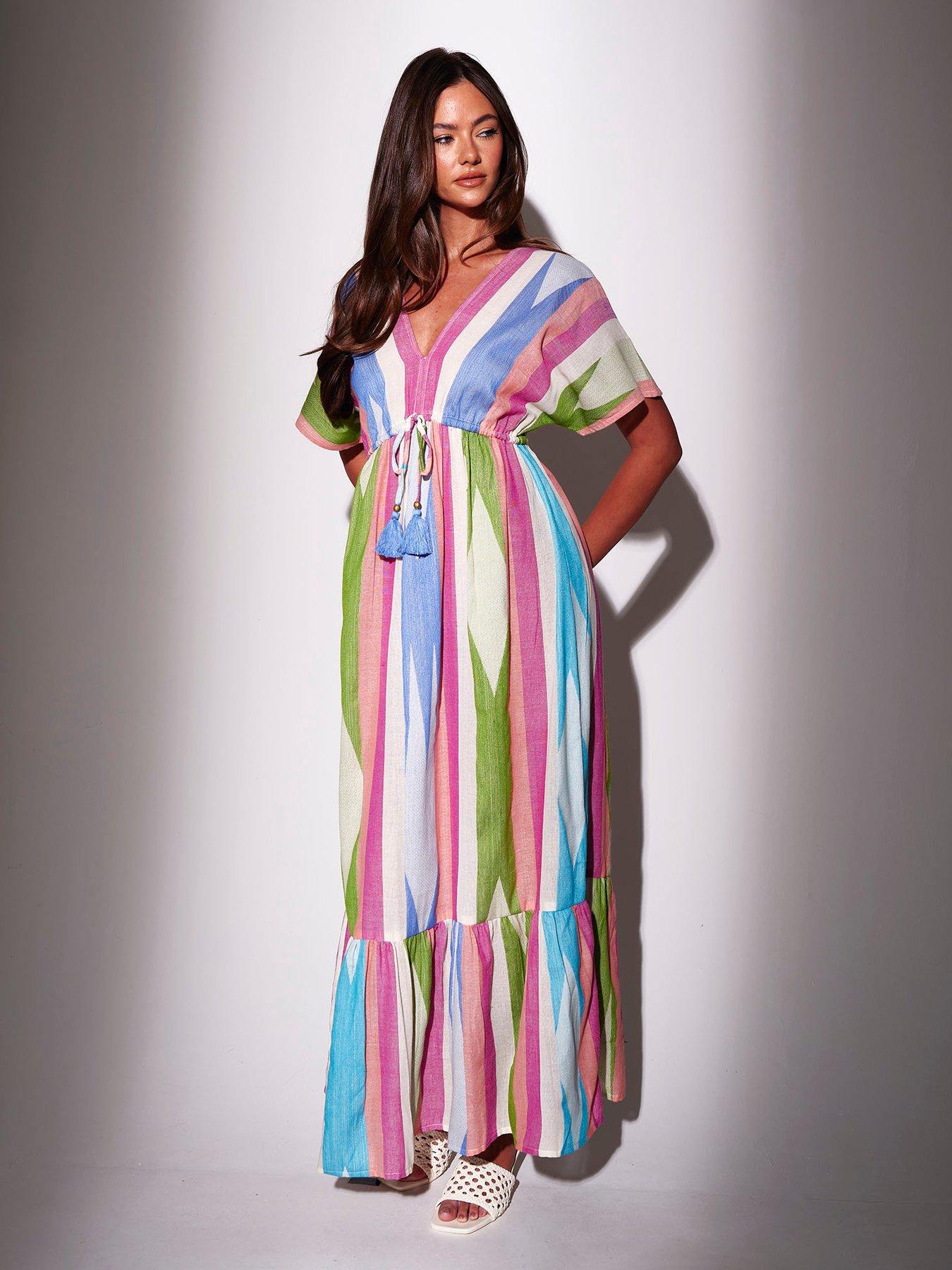 beach maxi dress uk YOOUS Sexy V-Neck Tie Single-Breasted Beach Dress, Women's Plus Size Floral  Print Split Maxi Party Loose Long Dress (F,L) : Amazon.co.uk: Fashion