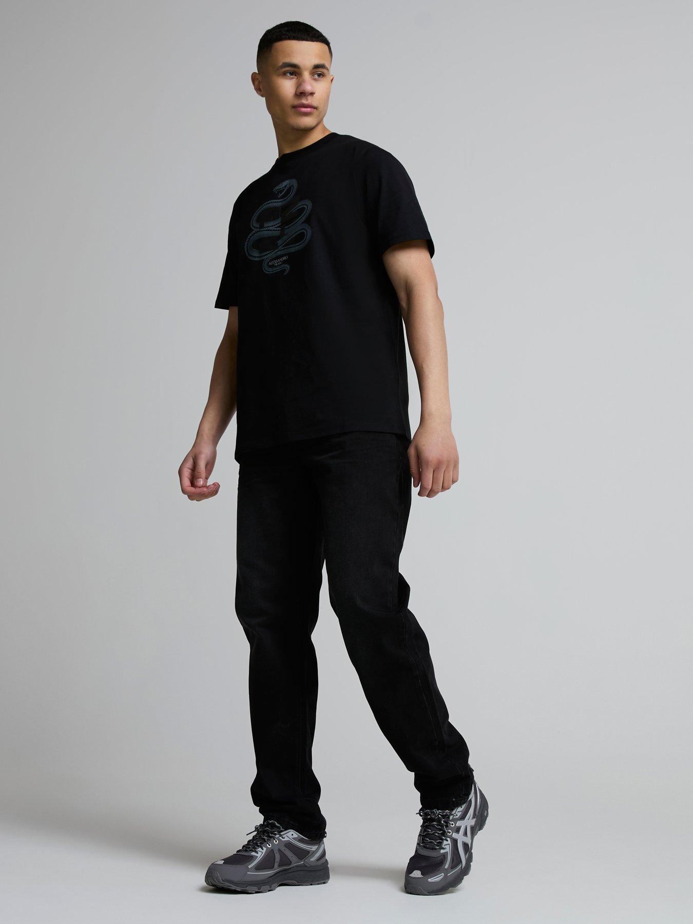 Image 3 of 5 of Alessandro Zavetti Pescinolla Snake Print T-Shirt - Black