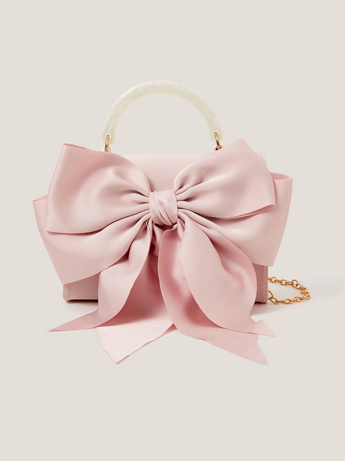 Image 1 of 4 of Monsoon Girls Satin Bow Mop Handle Bag - Pink