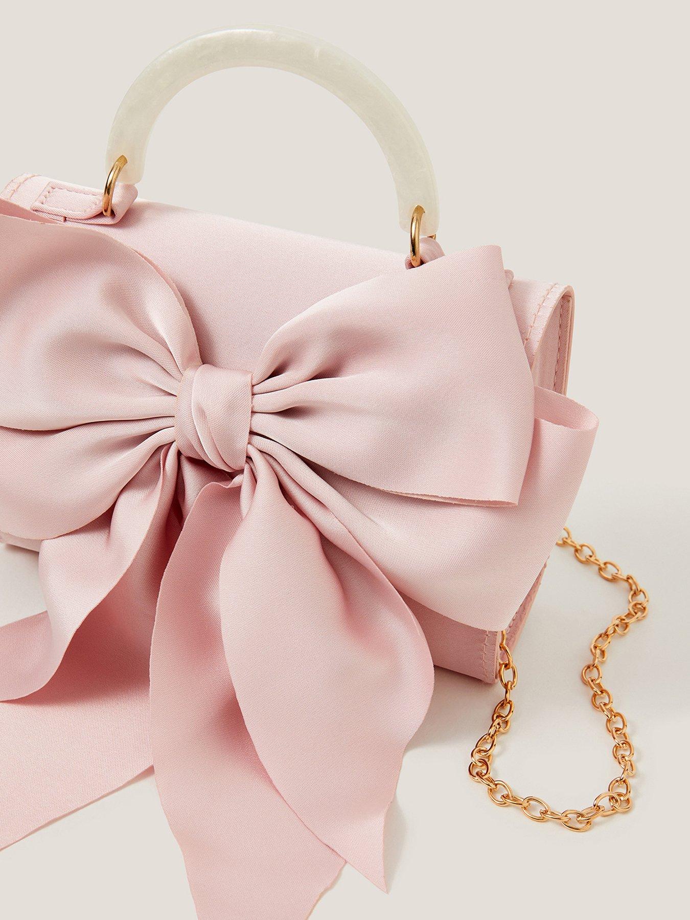 Image 3 of 4 of Monsoon Girls Satin Bow Mop Handle Bag - Pink
