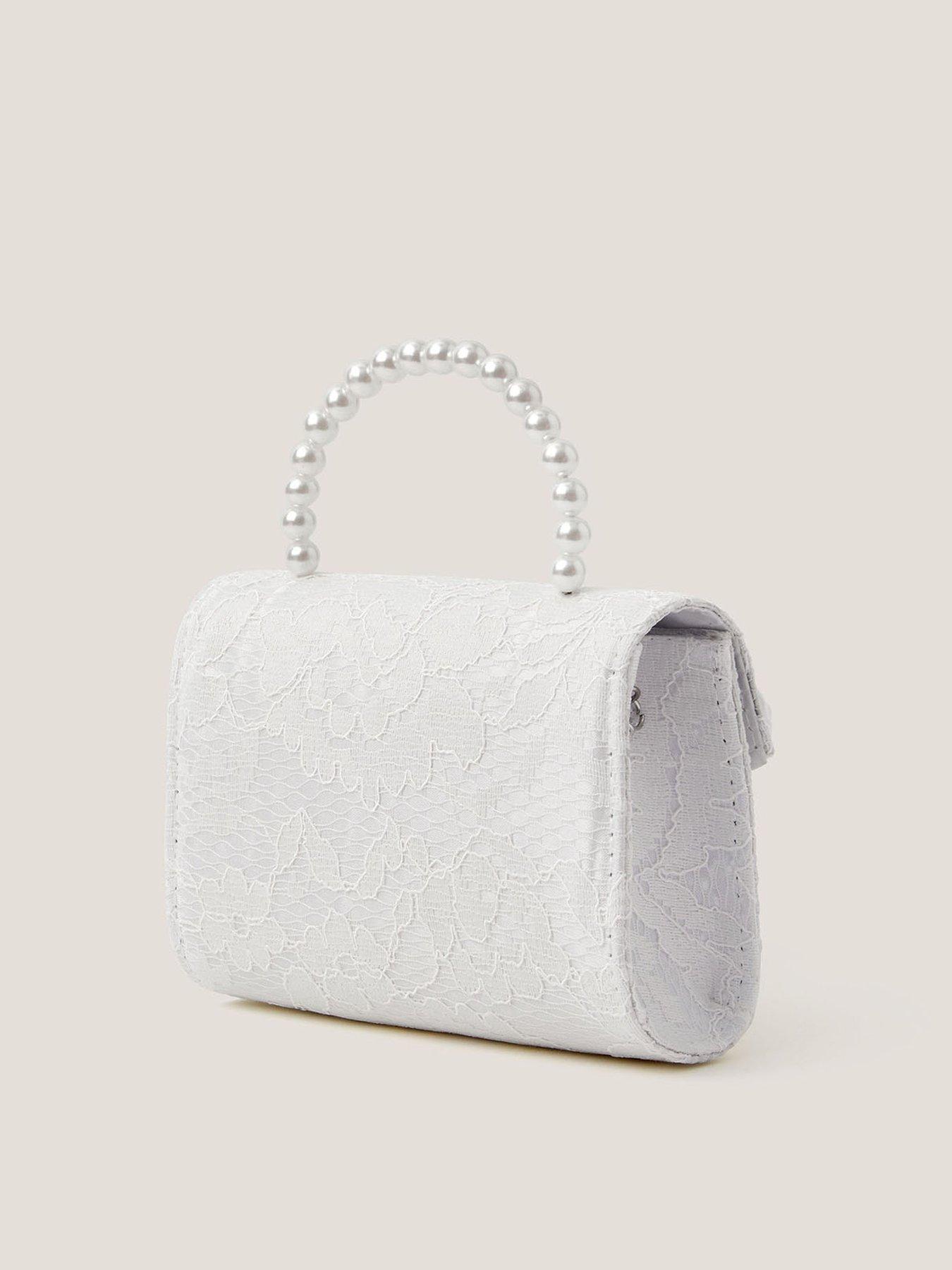 Image 2 of 4 of Monsoon Girls Rosette Pearl Handle Bag - Light Cream