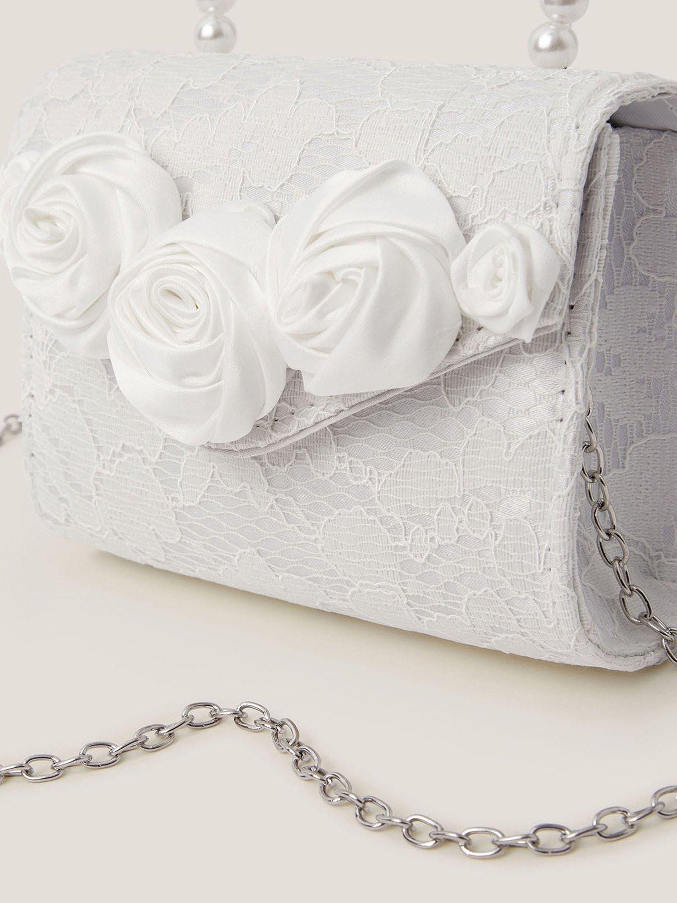 Image 3 of 4 of Monsoon Girls Rosette Pearl Handle Bag - Light Cream