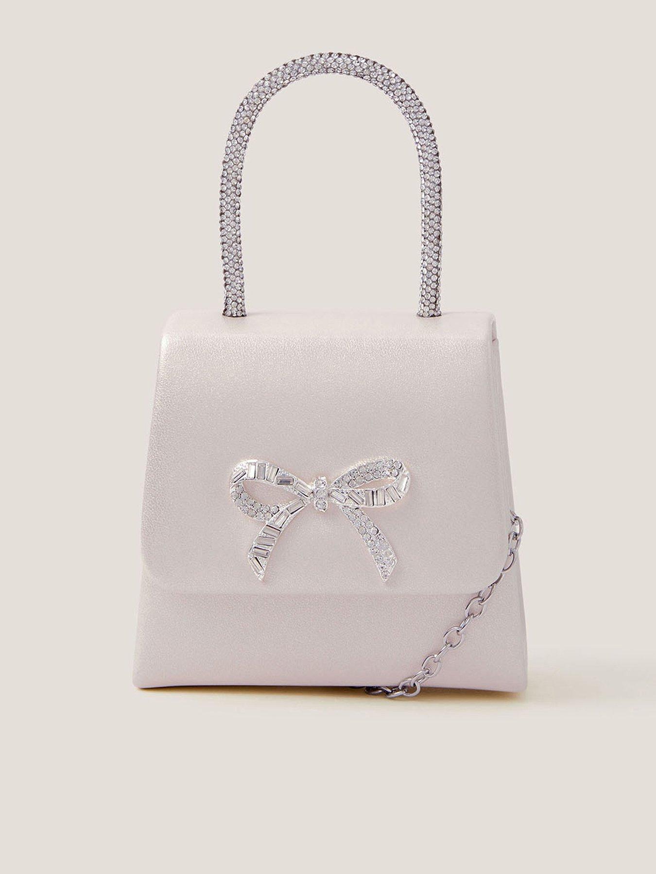 Monsoon Girls Bling Bow Bag - Light Cream