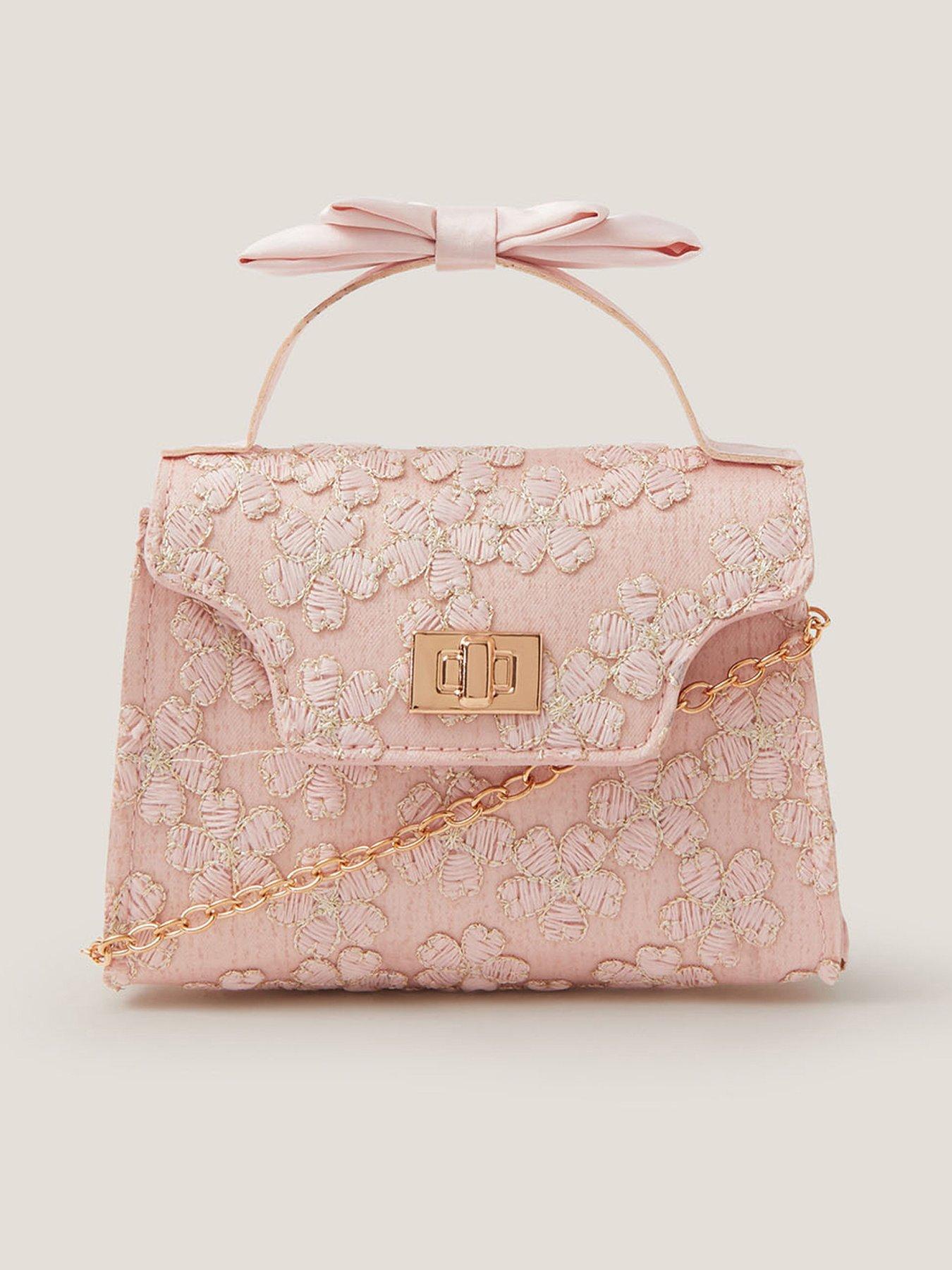 Monsoon Girls Lacey Bow Handle Bag - Pink